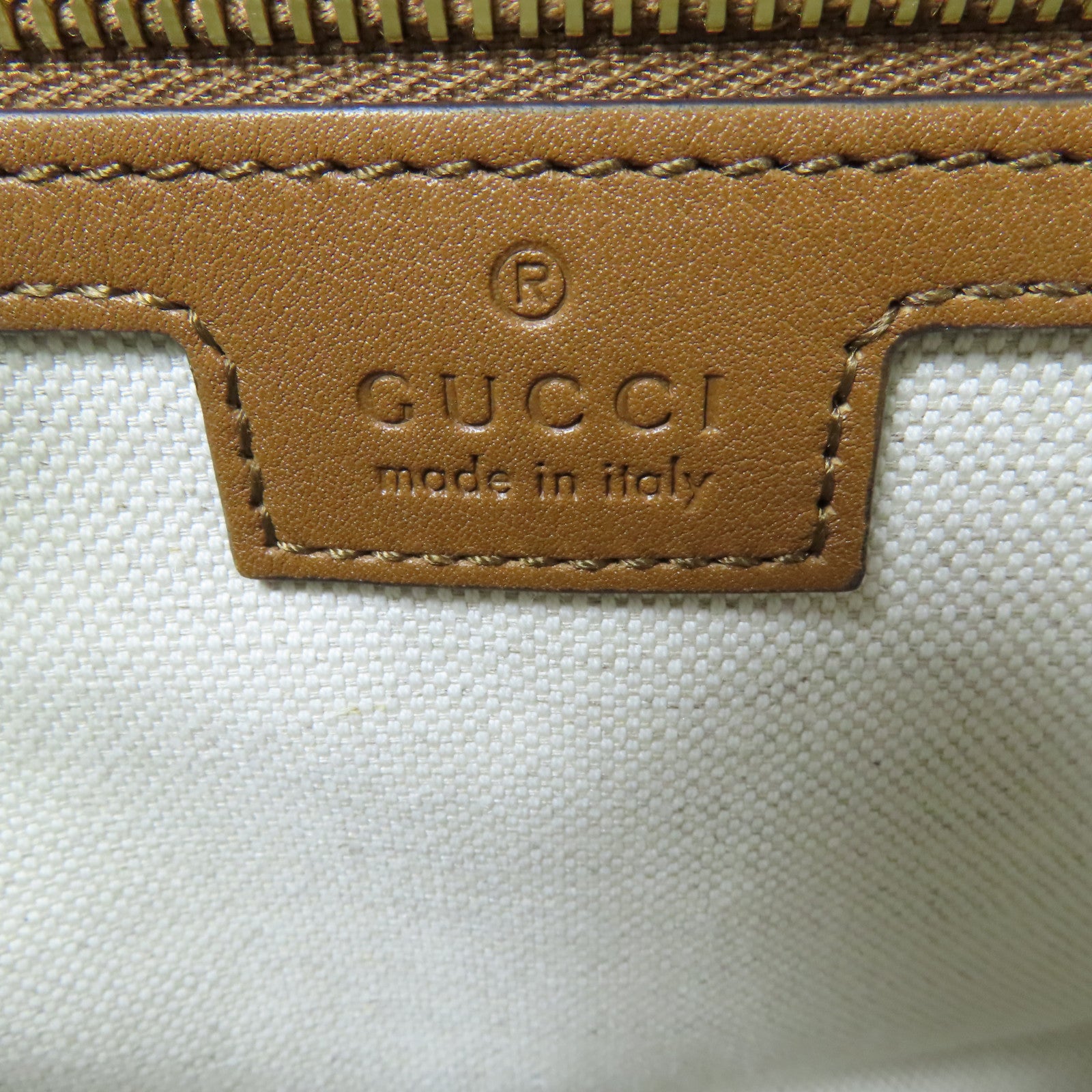 GUCCI 帆布Medium Blondie金扣手挽袋