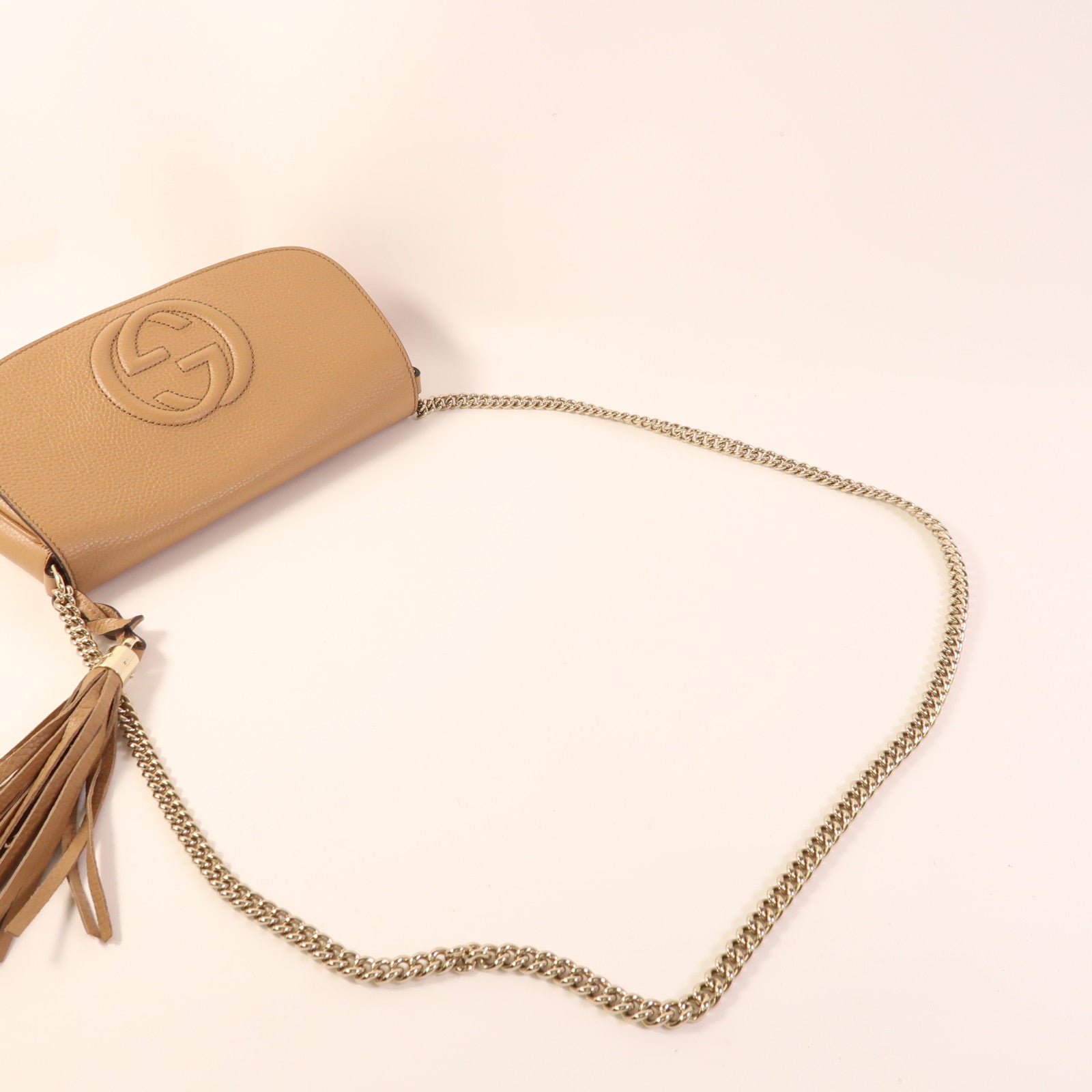 GUCCI GG GHW Chain Shoulder Bag 536224 Calfskin Leather Brown