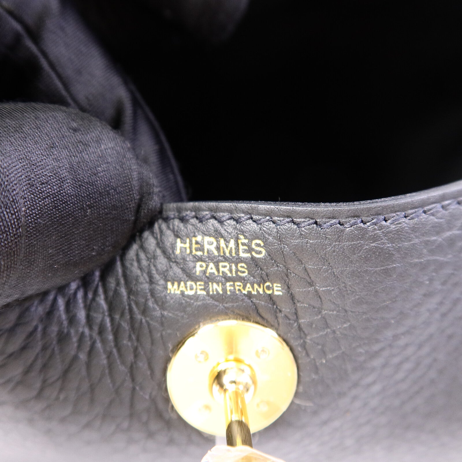 HERMES Clemence皮革Mini Lindy手挽肩背兩用袋Noir