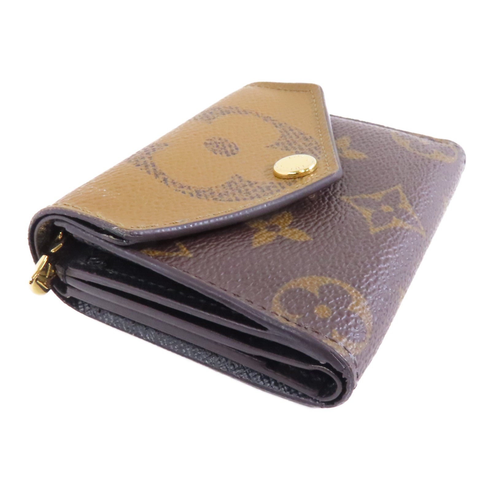 LOUIS VUITTON Monogram Giant Reverse Wallet金扣錢包棕色