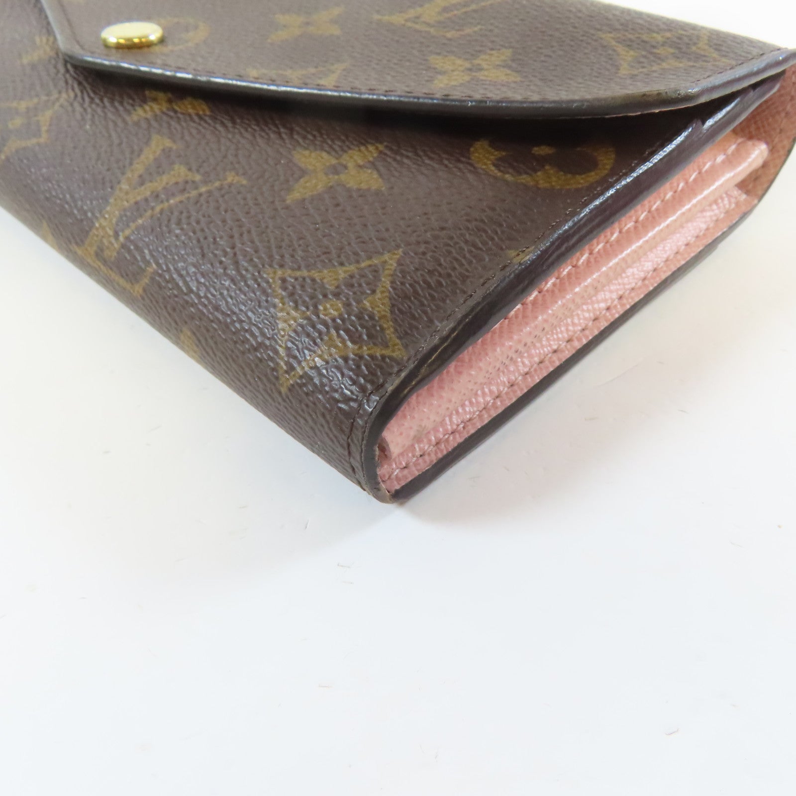 LOUIS VUITTON Monogram Wallet金扣啪鈕長錢包啡色