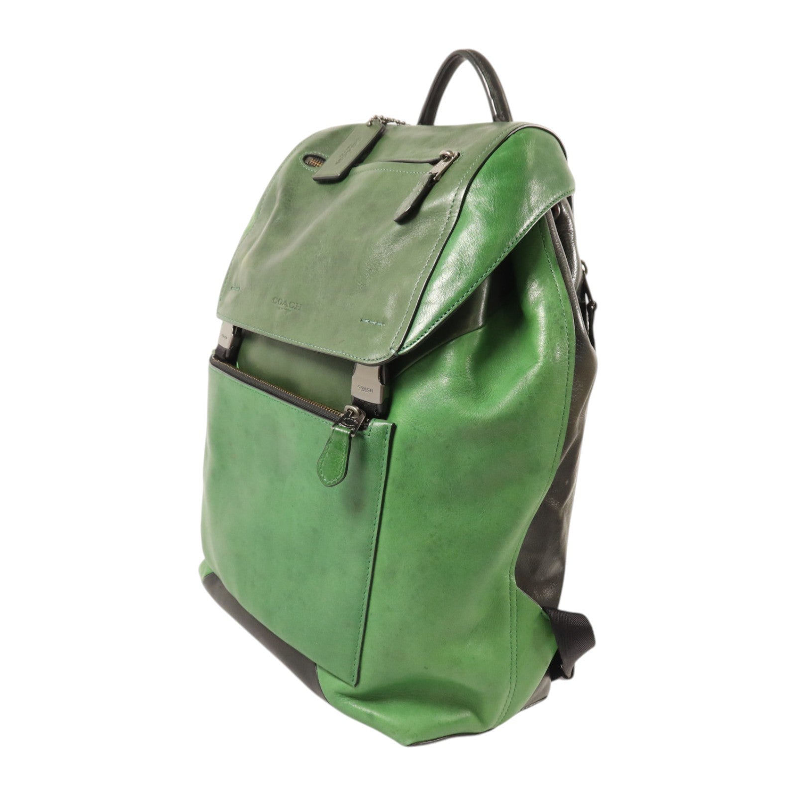 COACH 牛皮皮革Rucksack銀扣背包