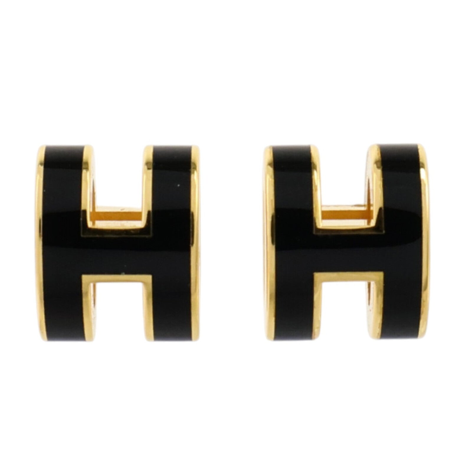 HERMES 金屬/琺瑯Mini Pop H耳環Black