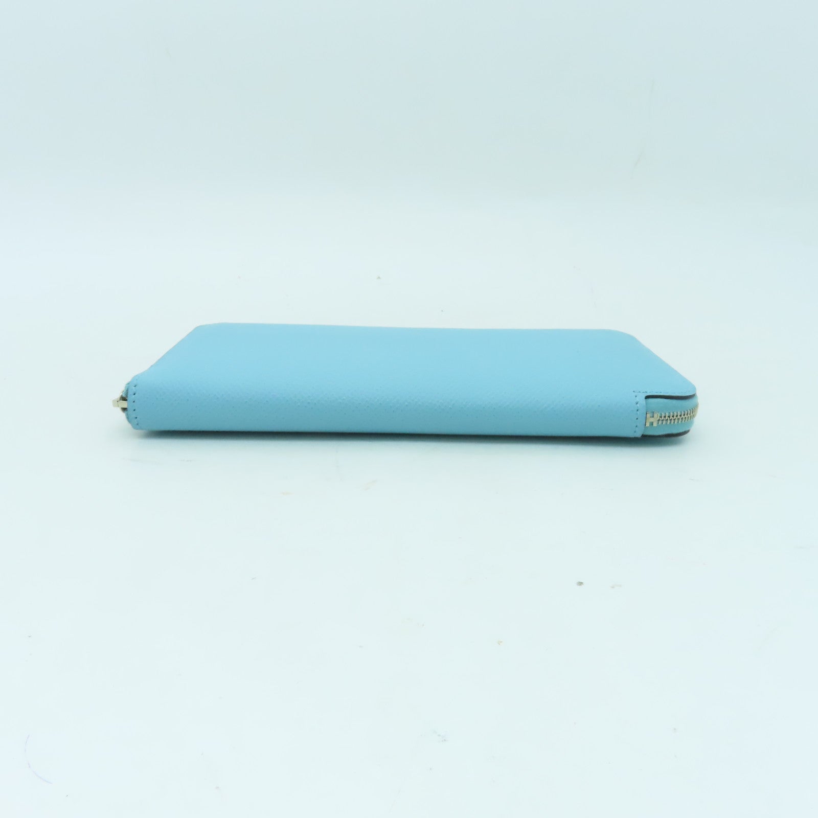 HERMES 【激減優惠】Epsom皮革Silk in classic銀扣長錢包Blue Atoll淺藍色