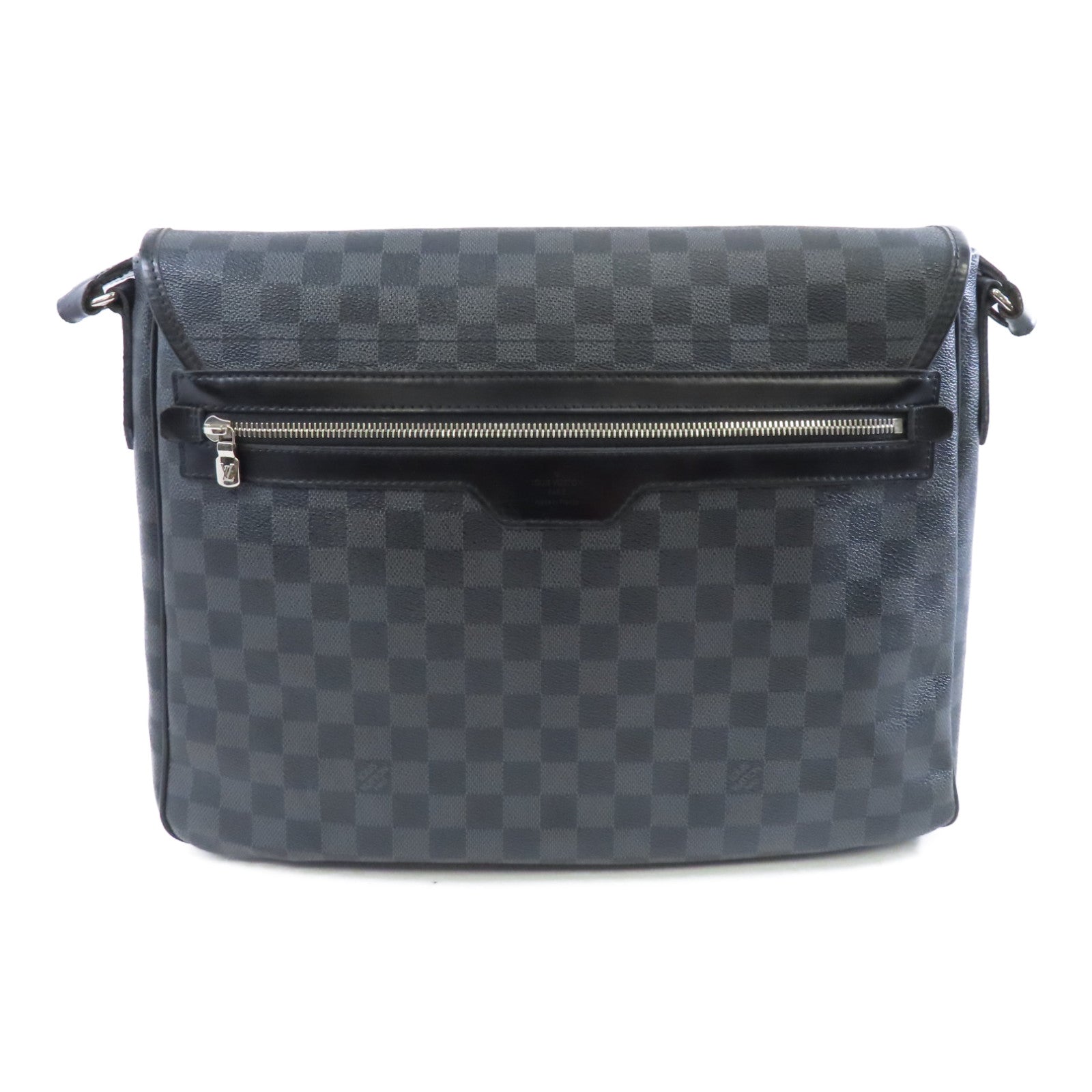 LOUIS VUITTON 【激減優惠】Damier Graphite Daniel GM銀扣肩背袋黑色/灰色