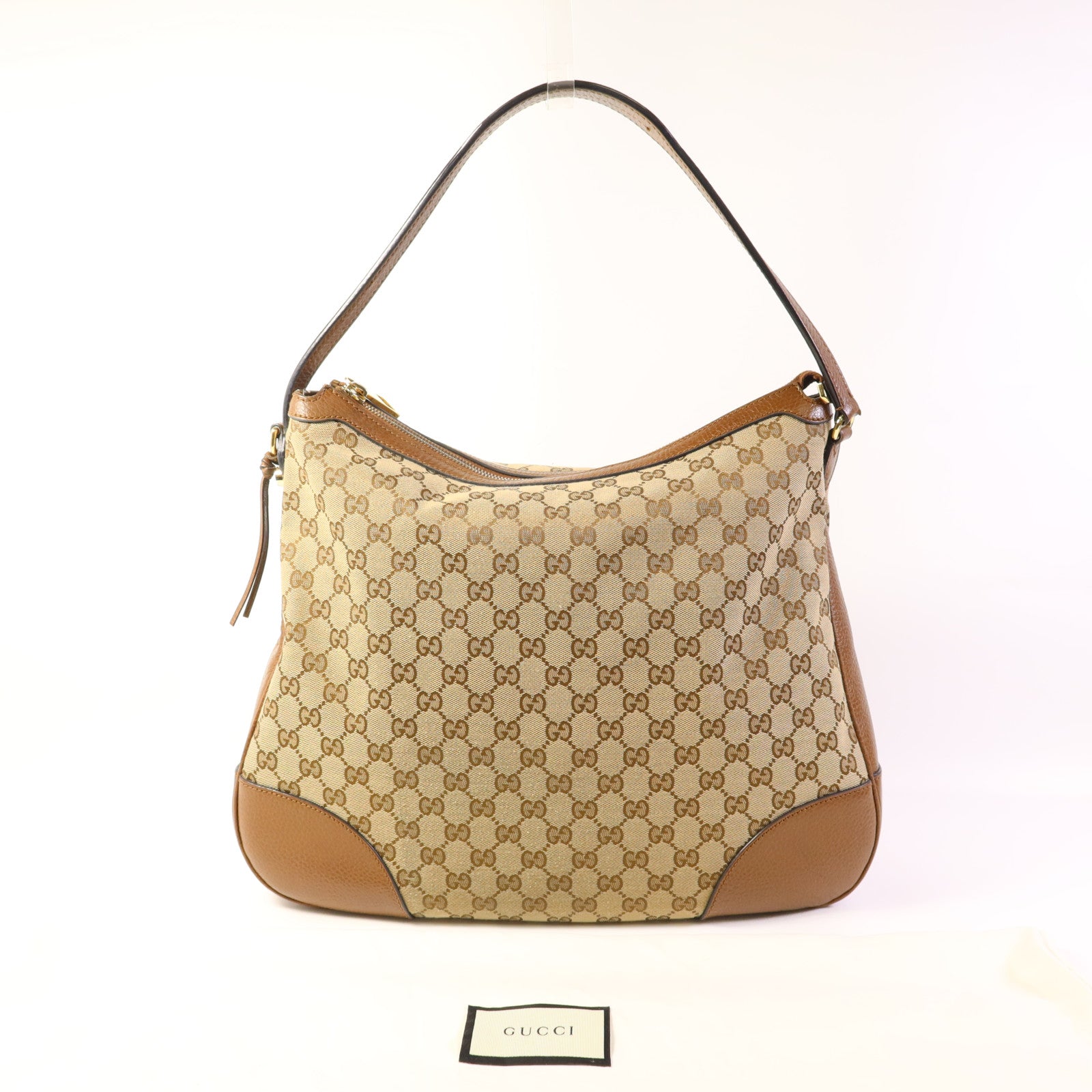 GUCCI 帆布/皮革Bree Micro Hobo金扣肩背袋