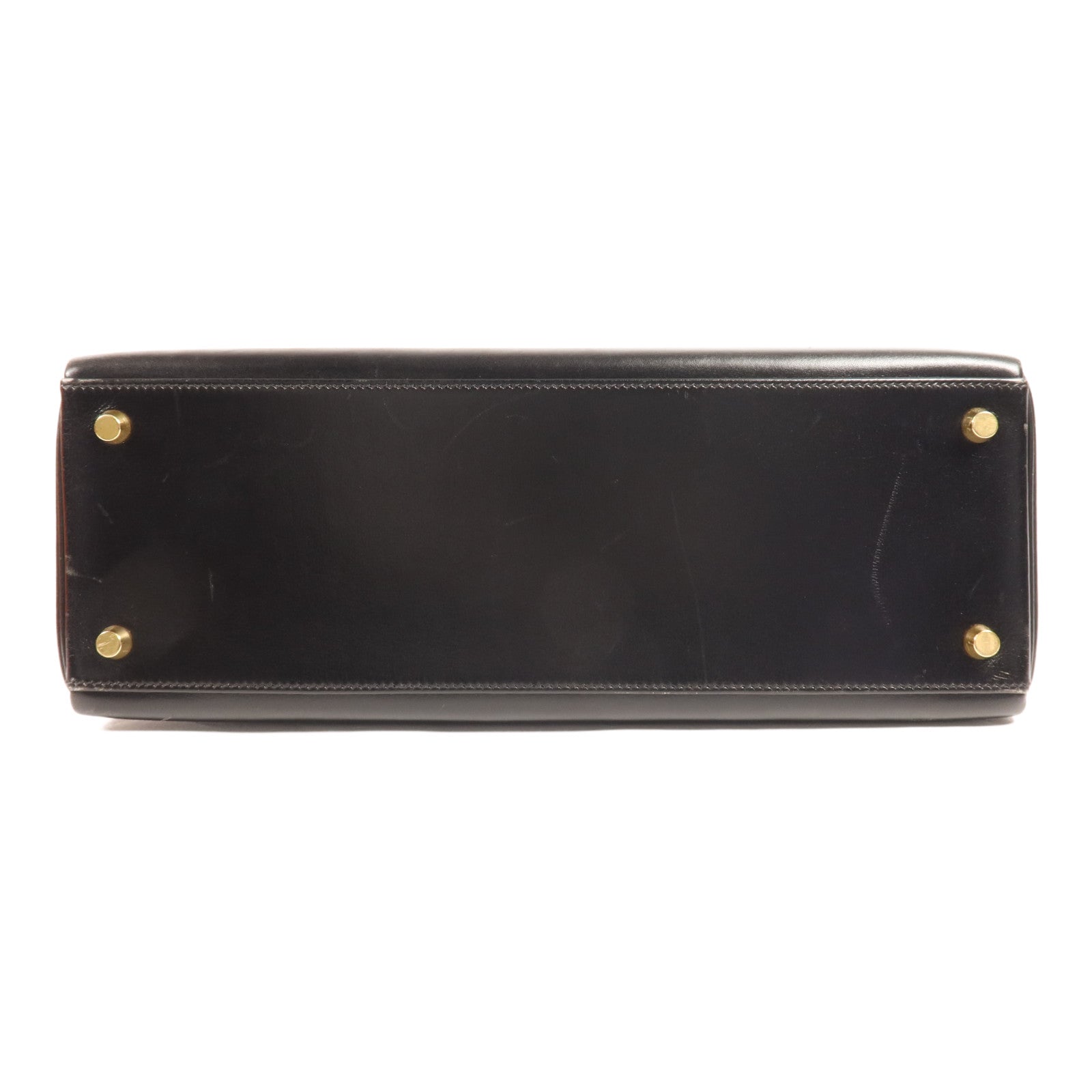 HERMES Box Calf皮革Kelly 32金扣手挽肩背兩用袋Noir