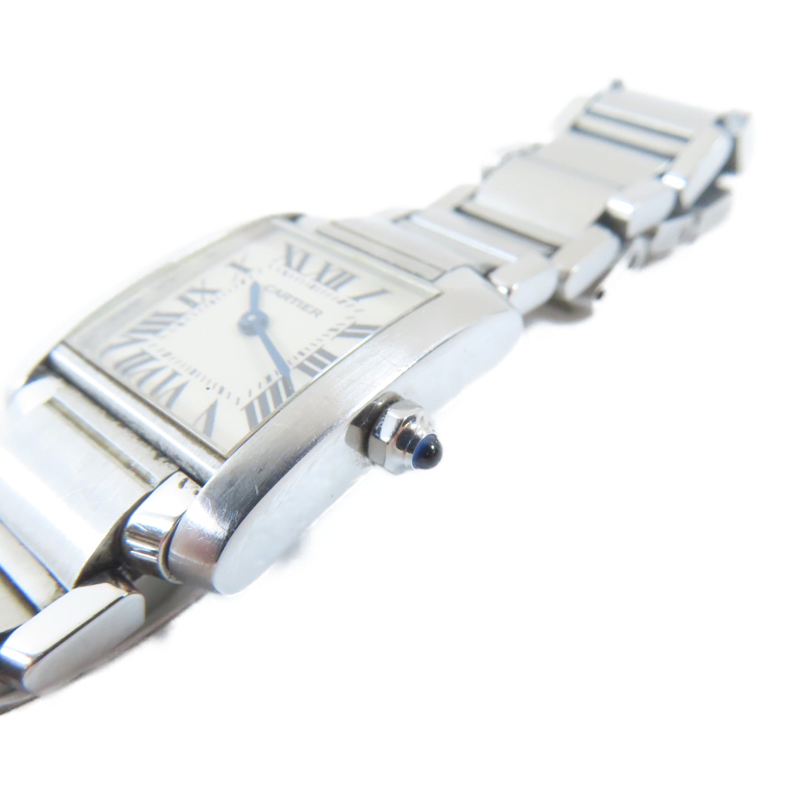 CARTIER Tank Francaise不鏽鋼手錶石英機芯白色#13.75cm