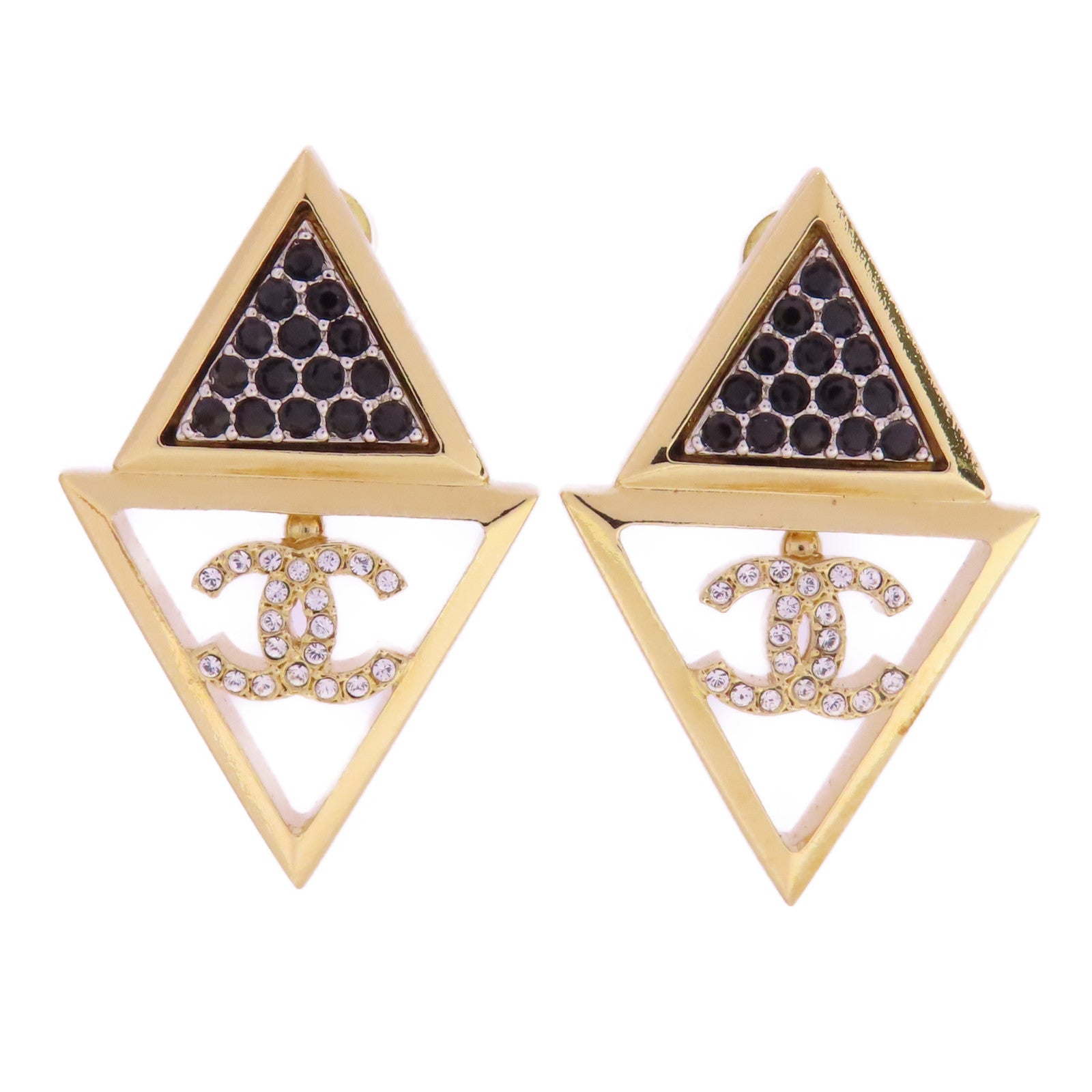 CHANEL CC Earrings Metal Gold/Black