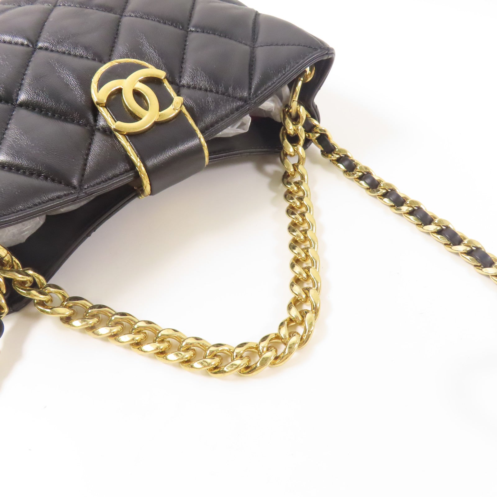 CHANEL【激減優惠】 羊皮皮革Shoulder Bag金扣鏈帶手挽肩背兩用袋