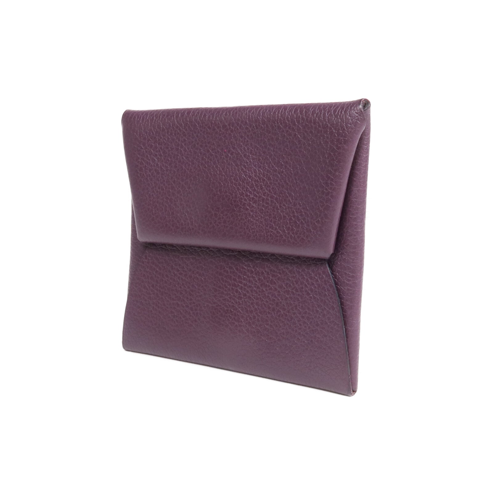 HERMES Chevre皮革Bastia銀扣零錢包Anemone