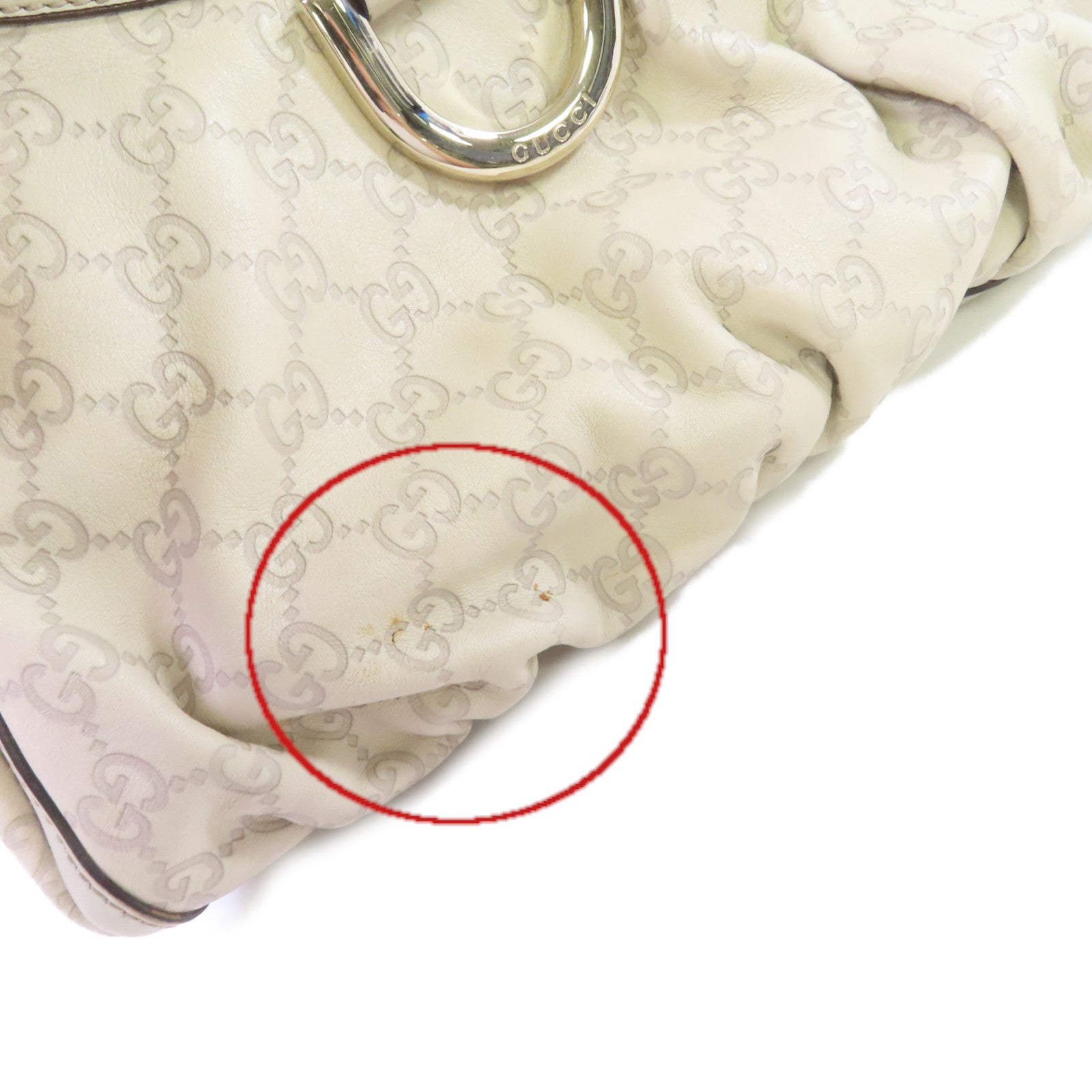 GUCCI 牛皮皮革Abbey Handbag手挽袋白色