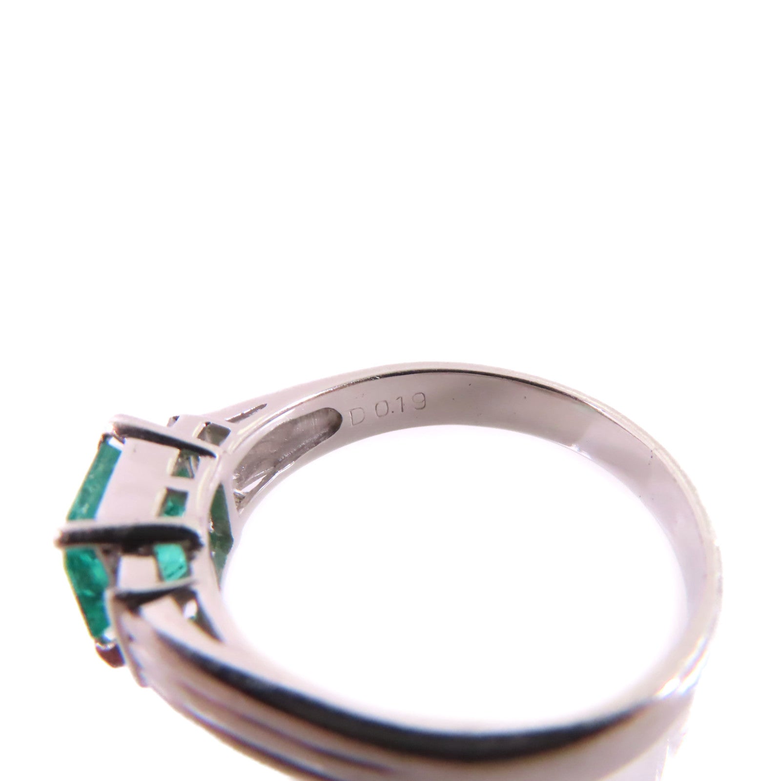 JEWELRY 【激減優惠】PT900鉑金/1.34ct綠寶石/0.19ct鑽石Emerald Diamond Ring戒指US#8.25