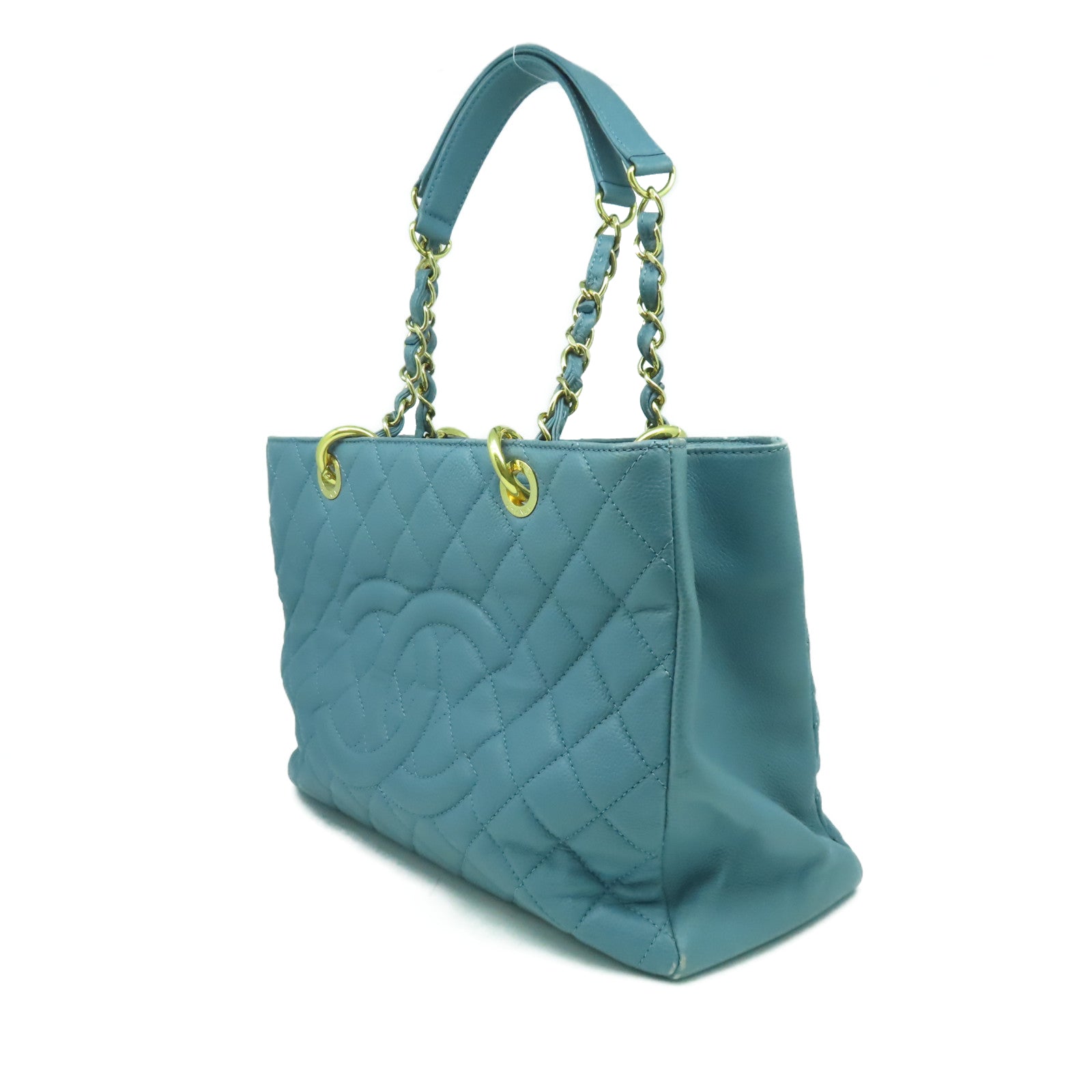 CHANEL 【激減優惠】Caviar皮革Shoulder Bag金扣鏈帶肩背袋藍色