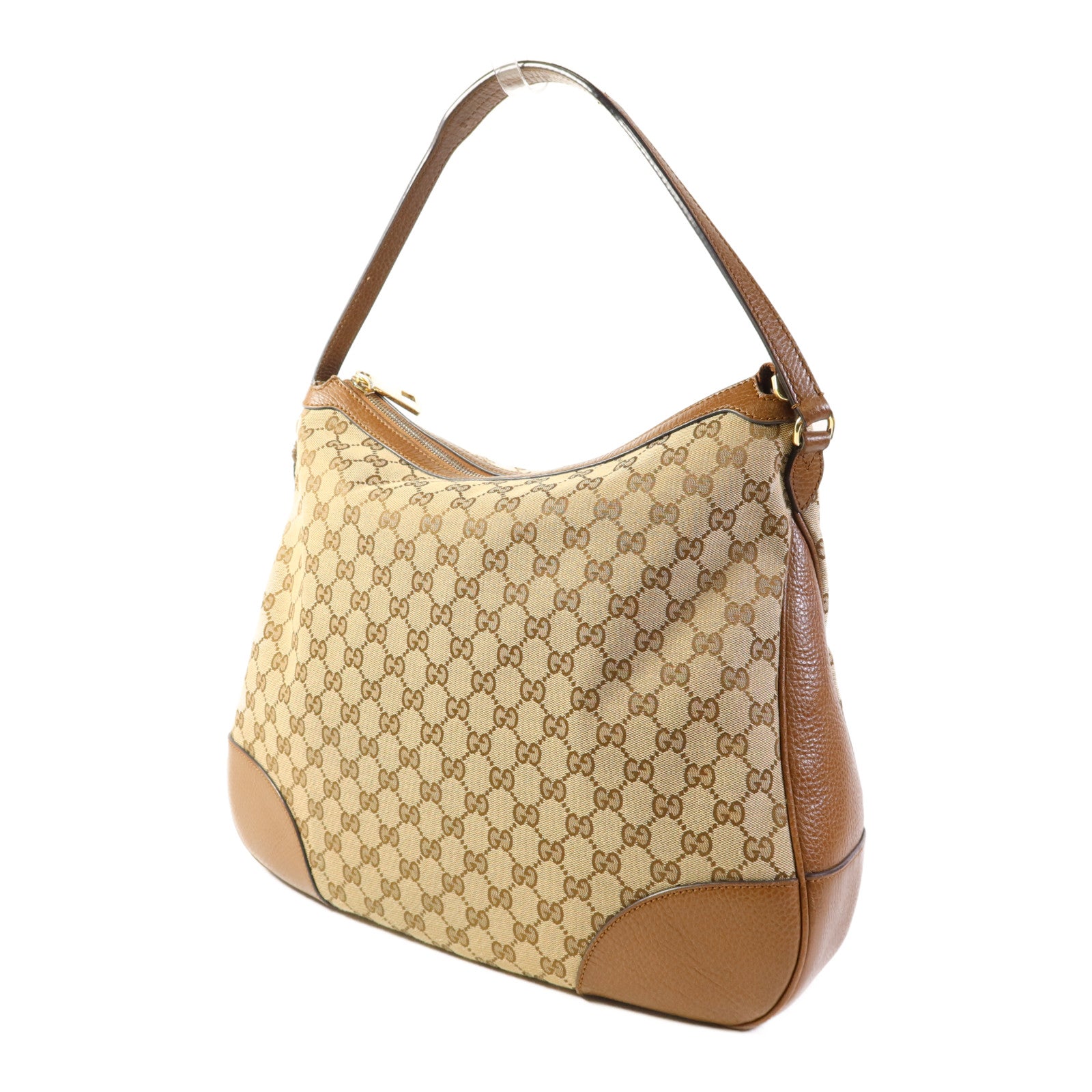 GUCCI 帆布/皮革Bree Micro Hobo金扣肩背袋