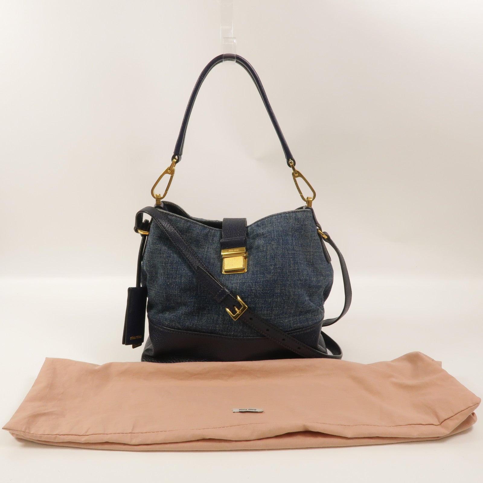 Miu Miu 牛仔布2 Way Shoulder手挽肩背兩用袋