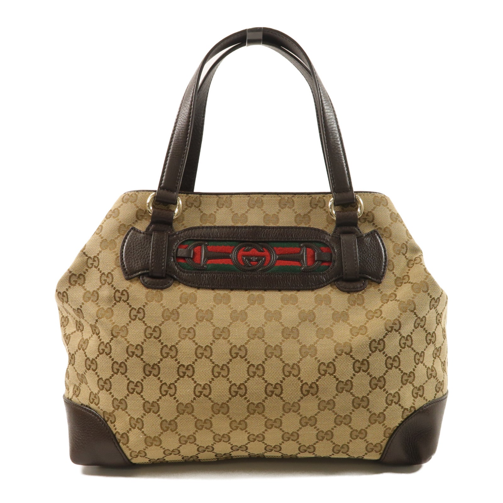 GUCCI 帆布Horsebit金扣手挽袋