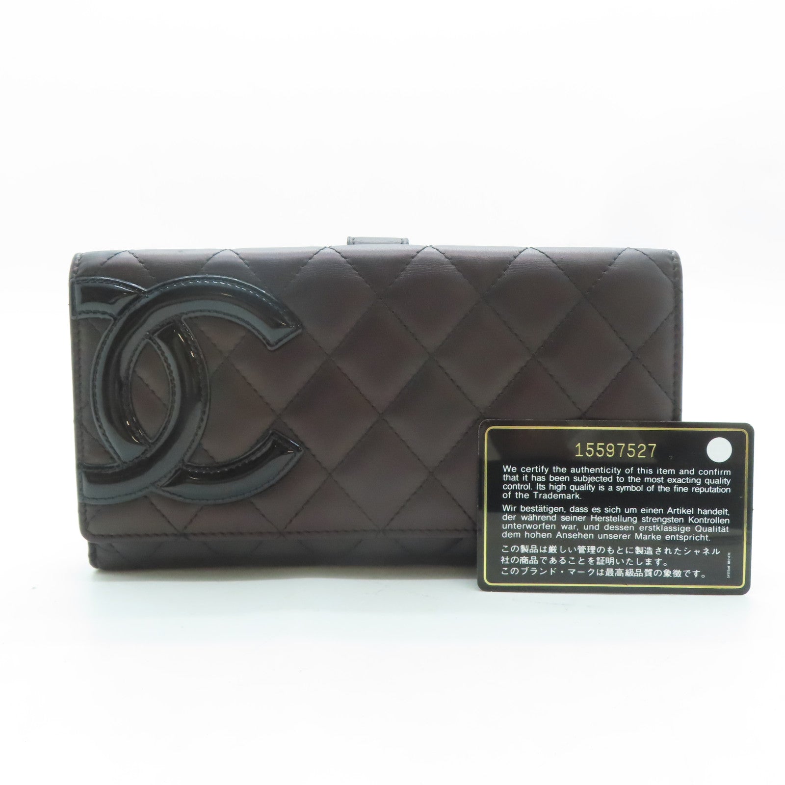CHANEL 【激減優惠】菱格羊皮皮革Long Wallet銀扣長錢包黑色