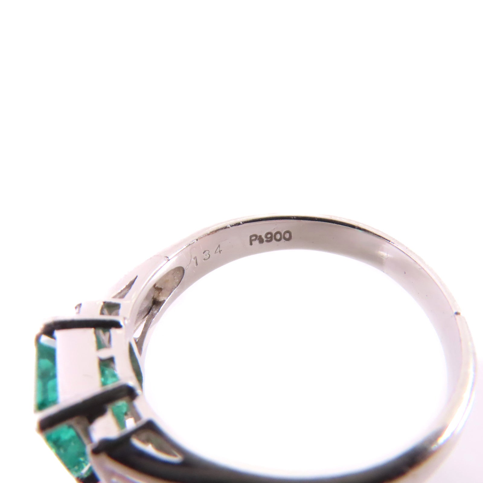 JEWELRY 【激減優惠】PT900鉑金/1.34ct綠寶石/0.19ct鑽石Emerald Diamond Ring戒指US#8.25