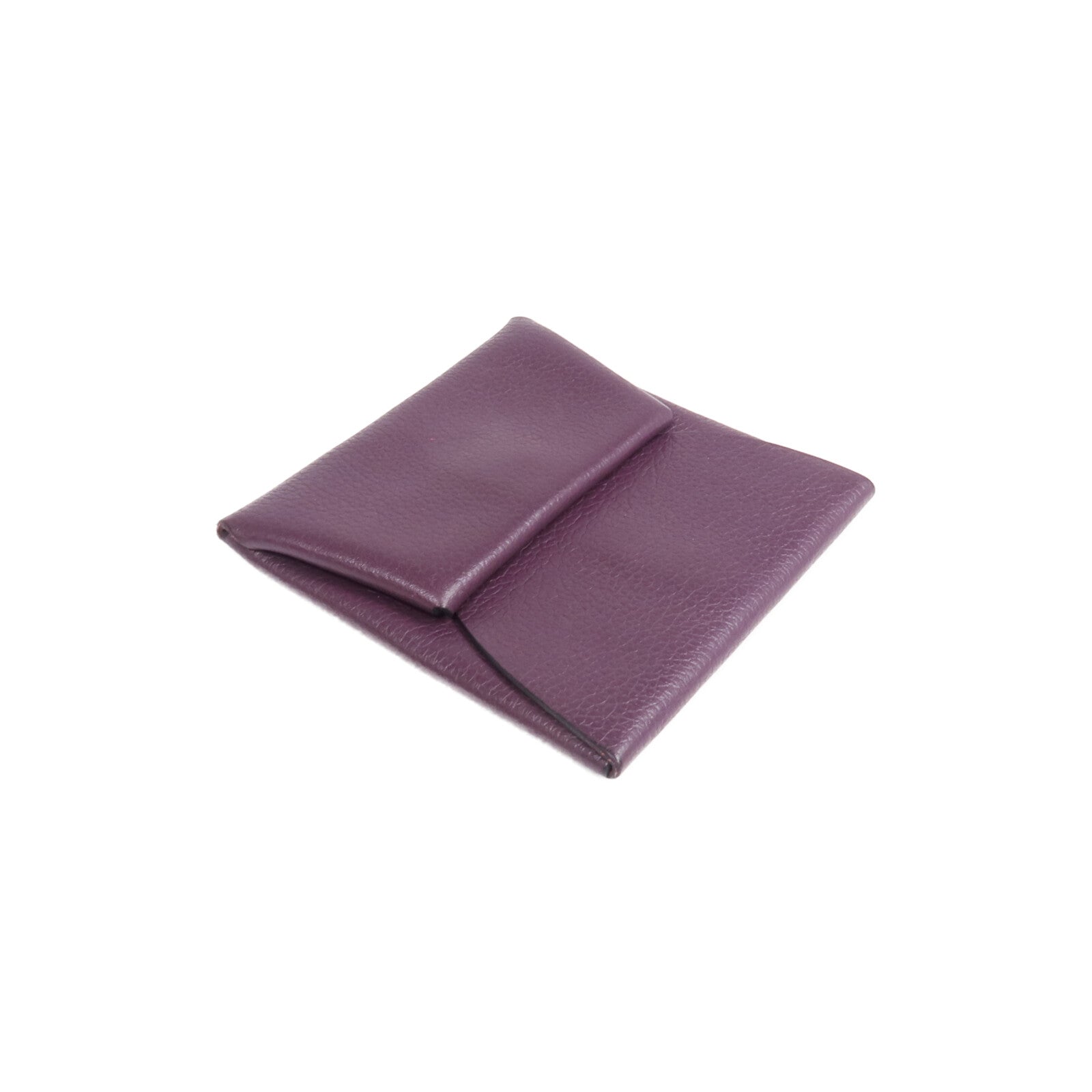 HERMES Chevre皮革Bastia銀扣零錢包Anemone