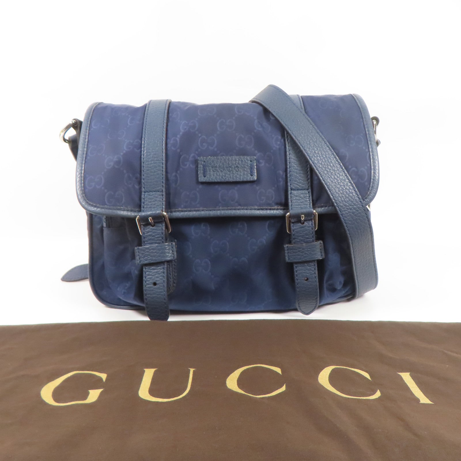 GUCCI 尼龍Shoulder Bag銀扣肩背袋