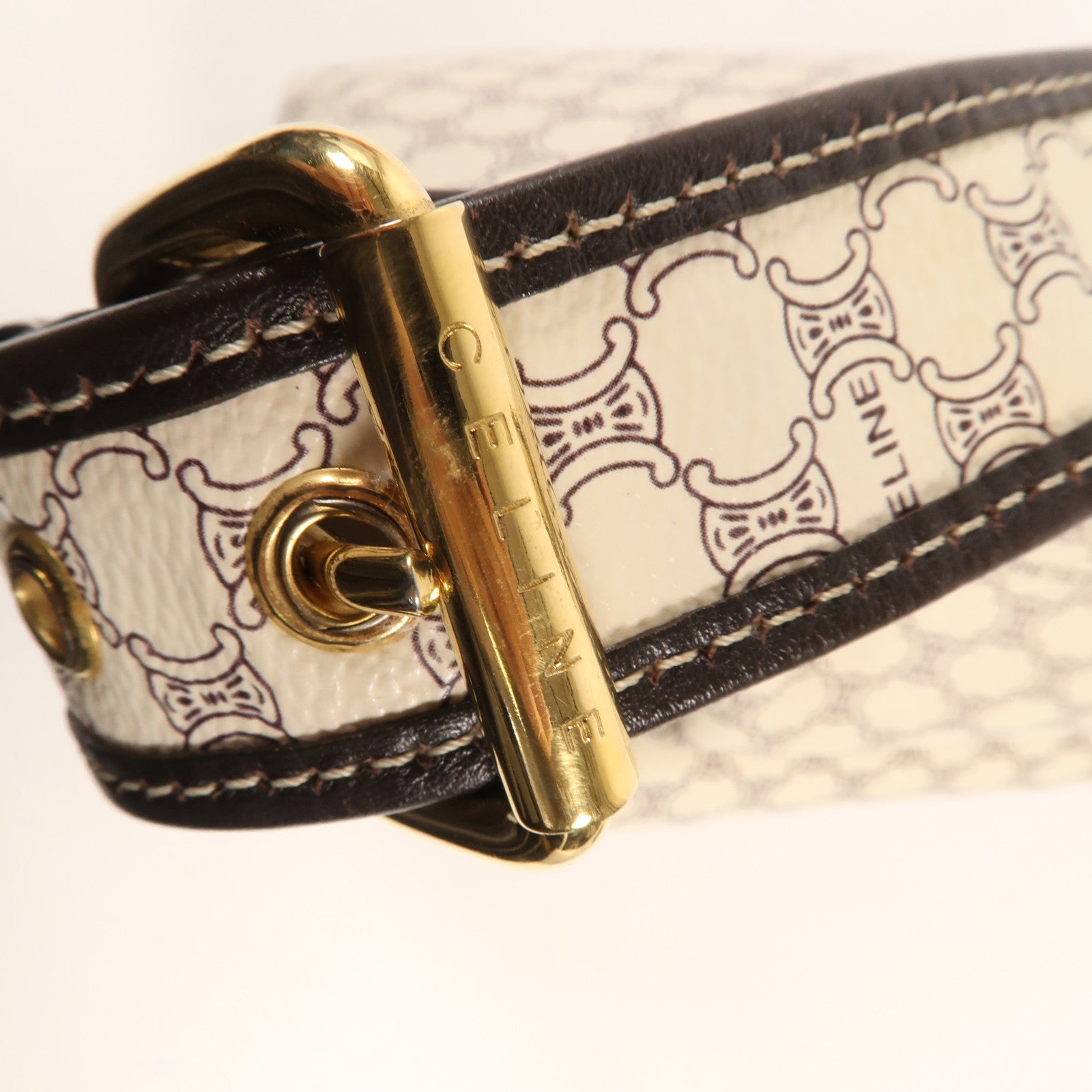 CELINE 帆布Vitage Shoulder Bag金扣肩背袋