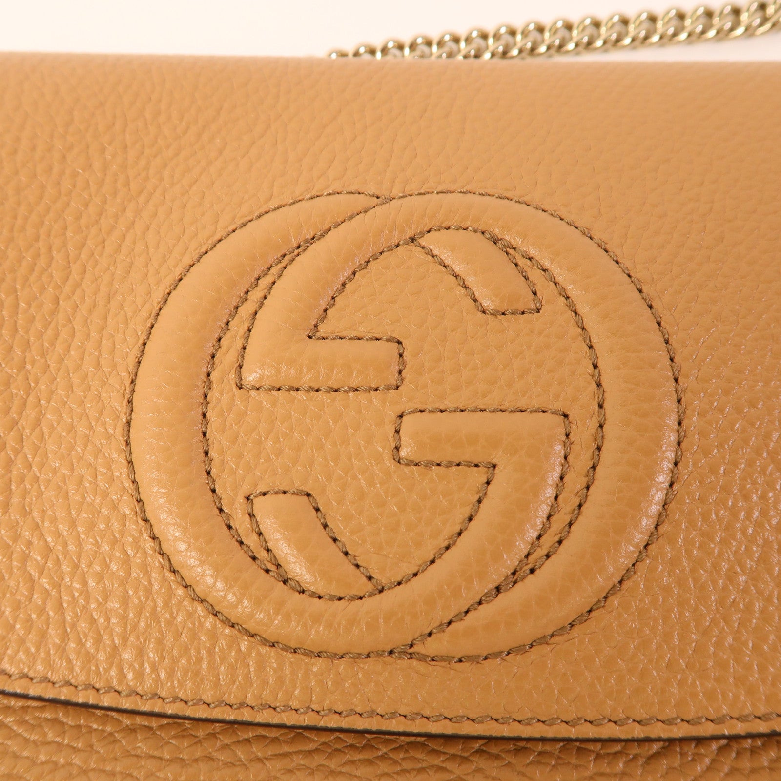 GUCCI GG GHW Chain Shoulder Bag 536224 Calfskin Leather Brown