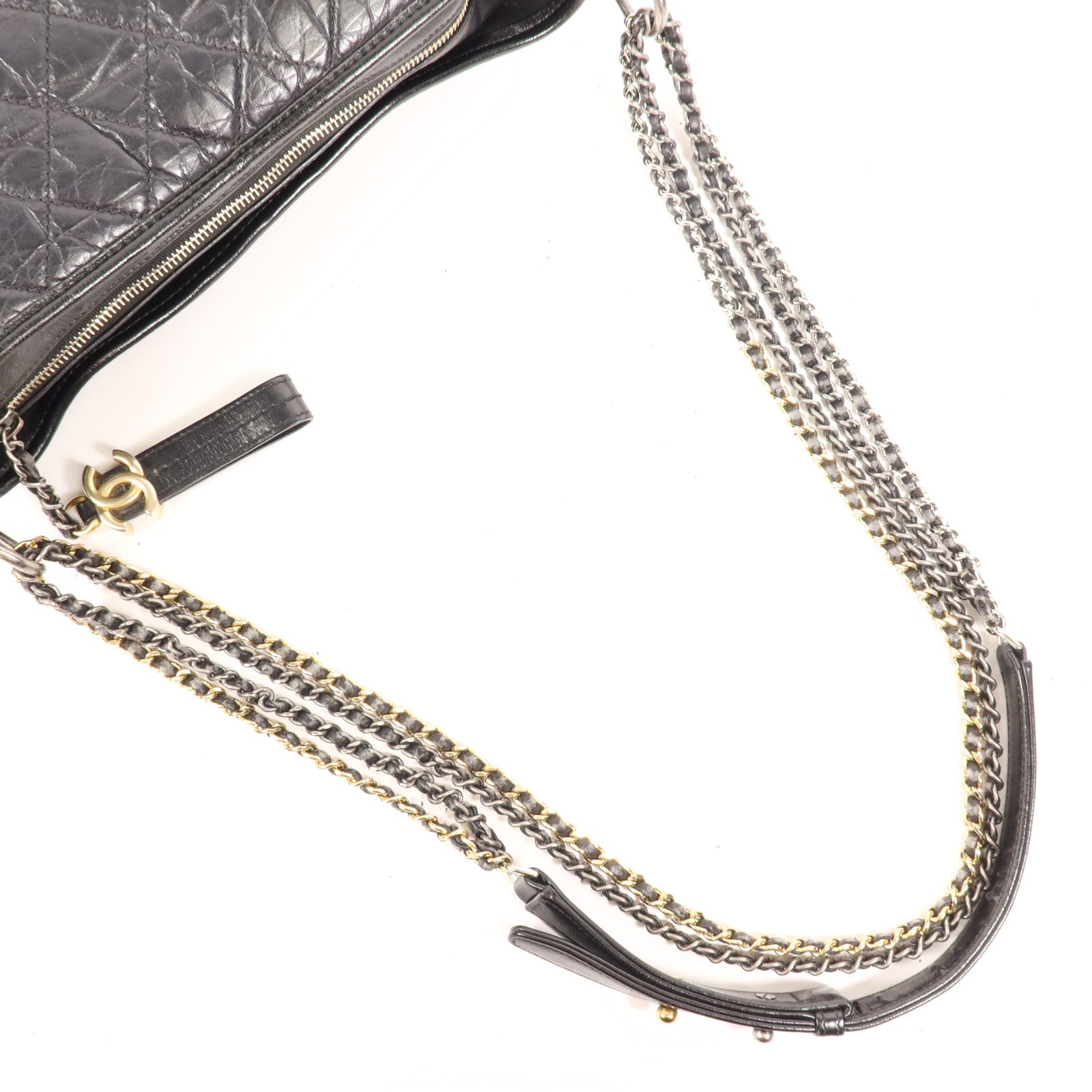 CHANEL 牛皮皮革Gabrielle Medium鏈帶肩背袋