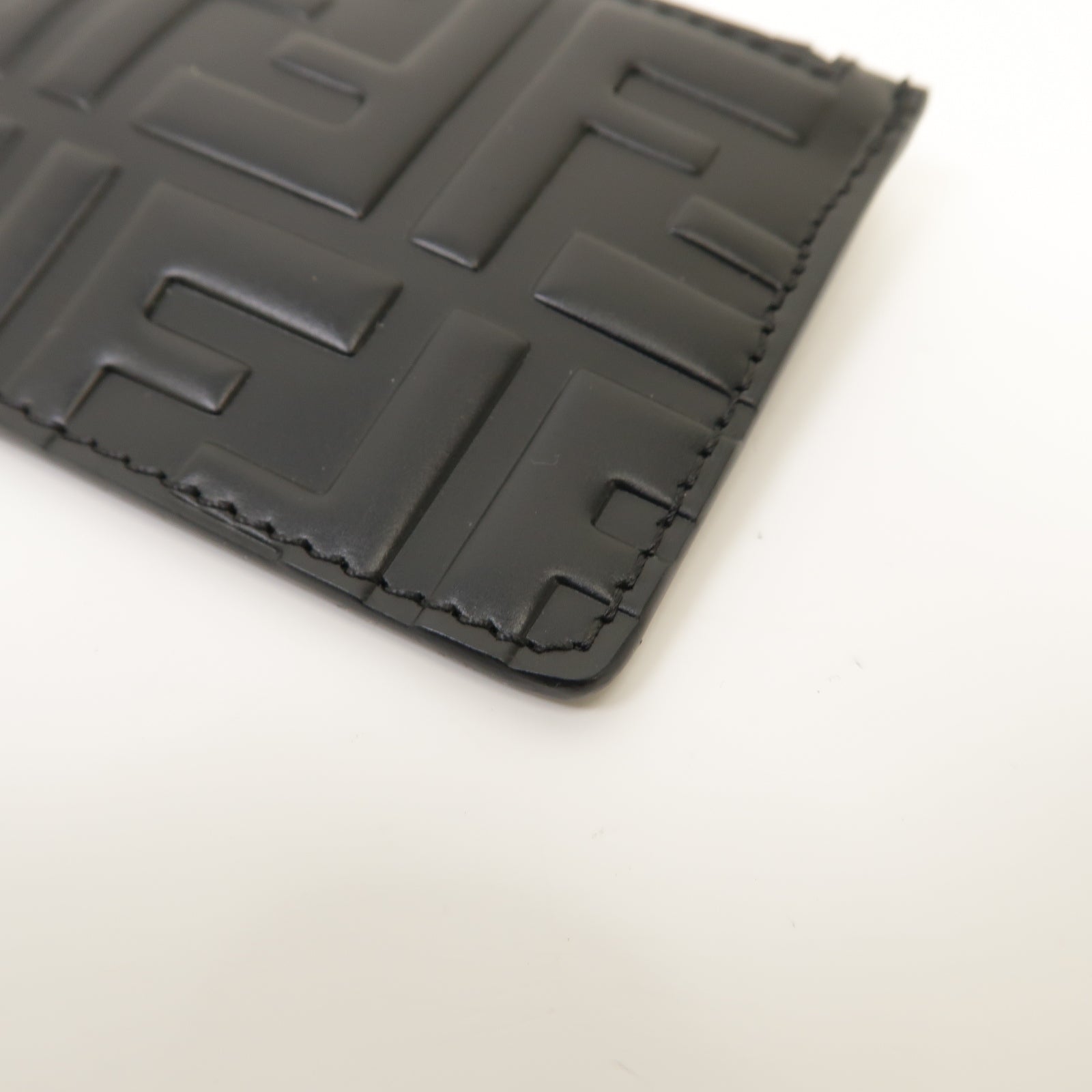 FENDI 牛皮皮革Zucca Coin/Card Case銀扣零錢包/卡片套黑色