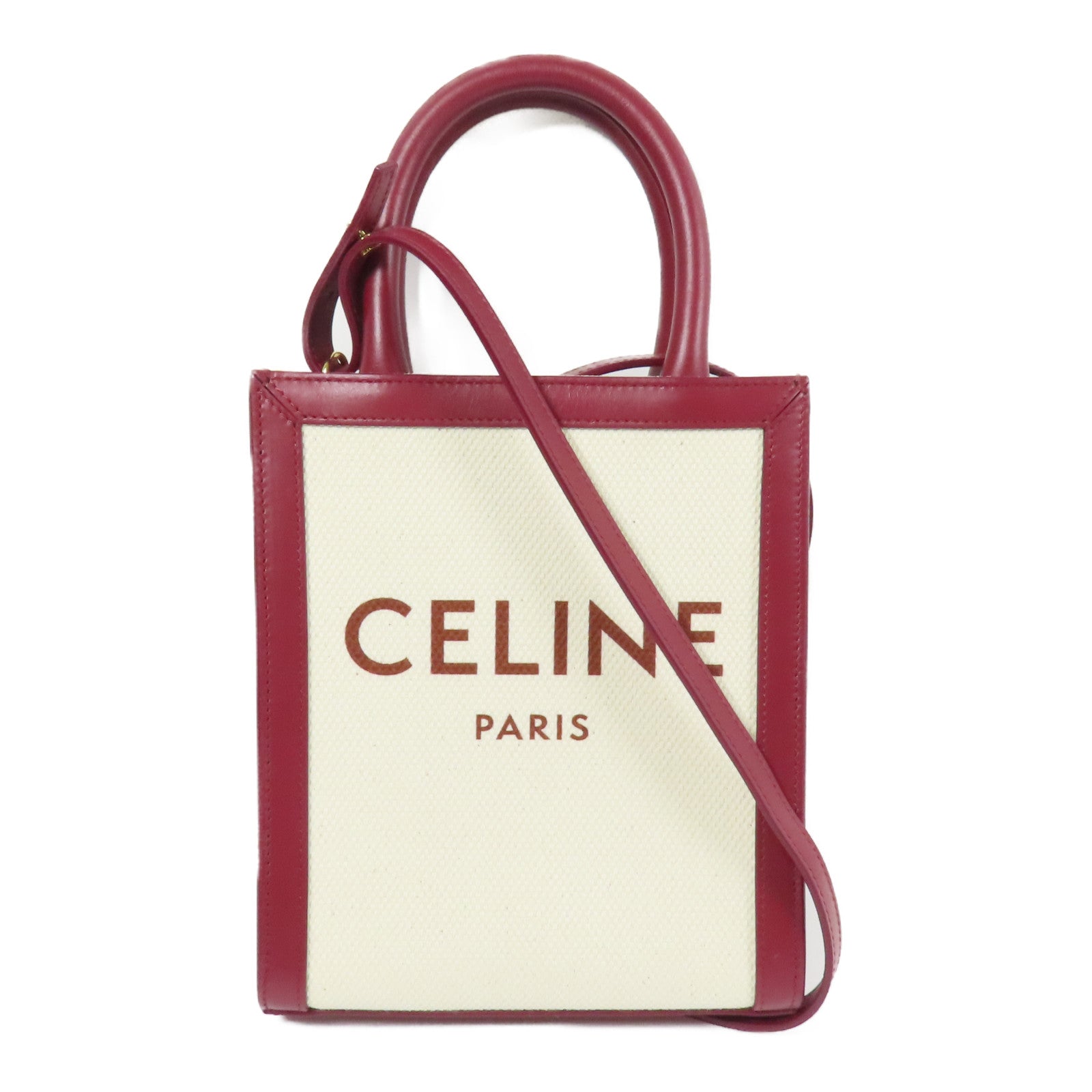 CELINE 帆布Mini Vertical Cabas金扣手挽肩背兩用袋