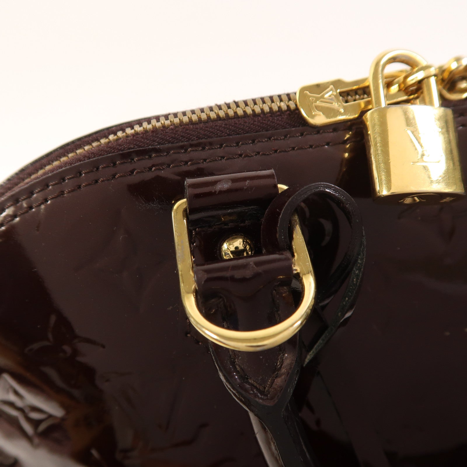 LOUIS VUITTON Monogram Vernis Alma PM金扣手挽袋
