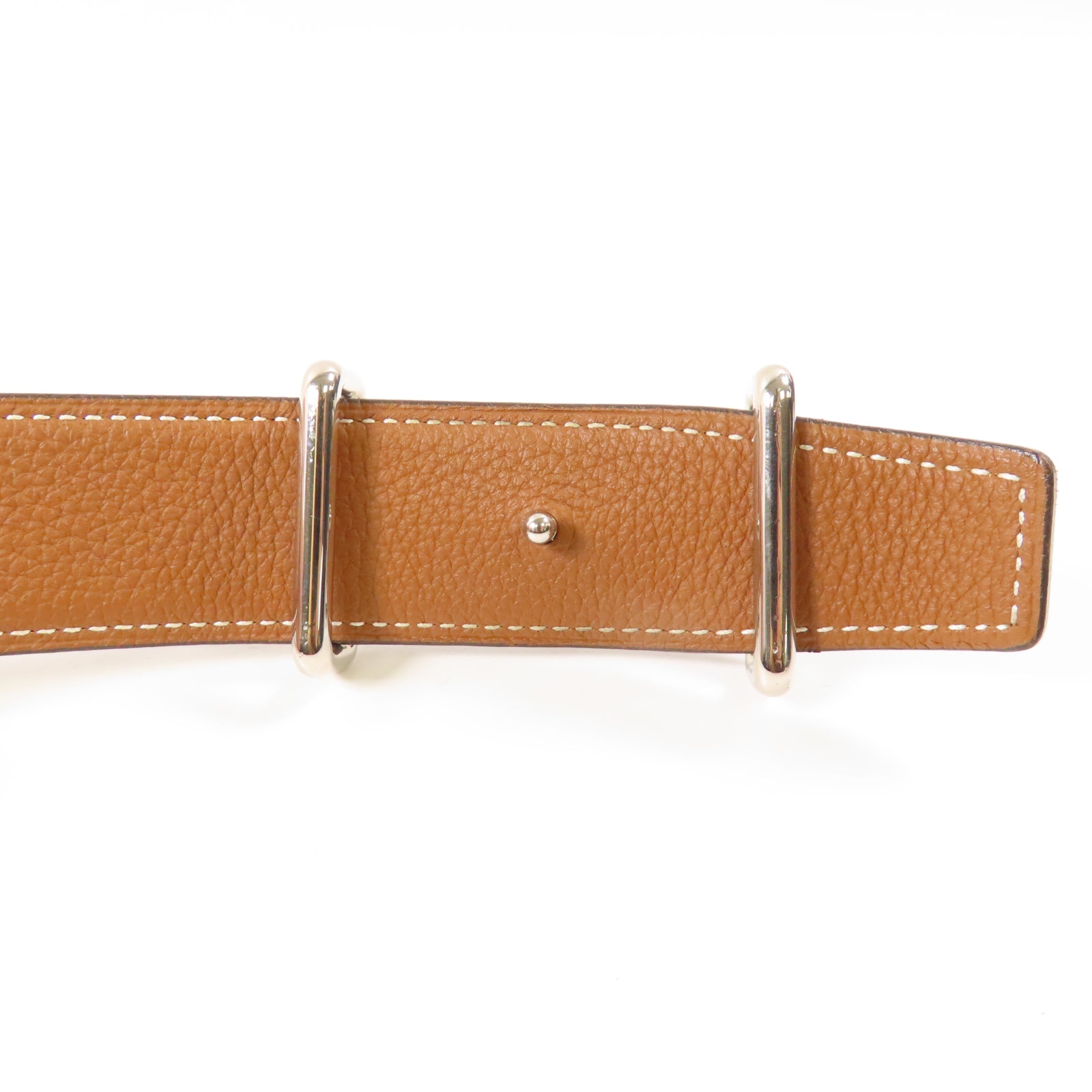 HERMES 【激減優惠】Swift皮革Belt 100cm銀扣皮帶黑色/駝色