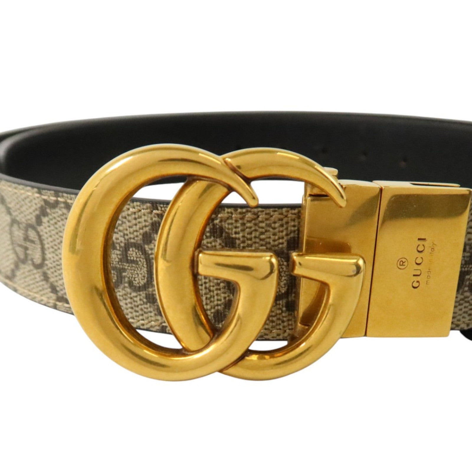 GUCCI 塗層皮革Reversible Belt 100cm金扣皮帶