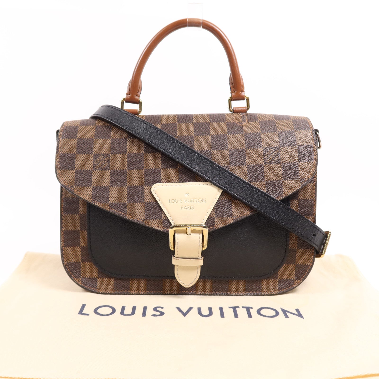 LOUIS VUITTON Damier Beaumarchais金扣手挽肩背兩用袋