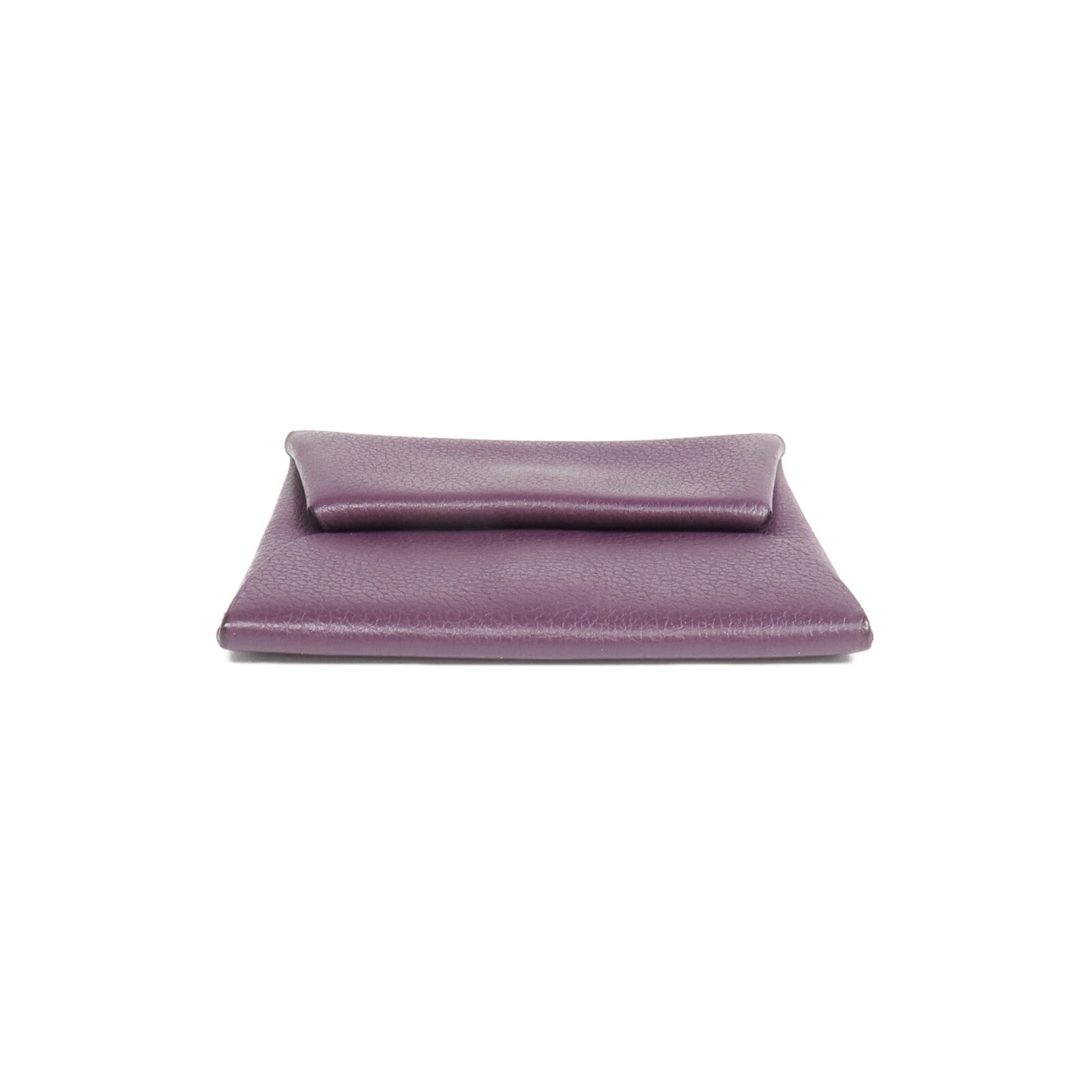 HERMES Chevre皮革Bastia銀扣零錢包Anemone