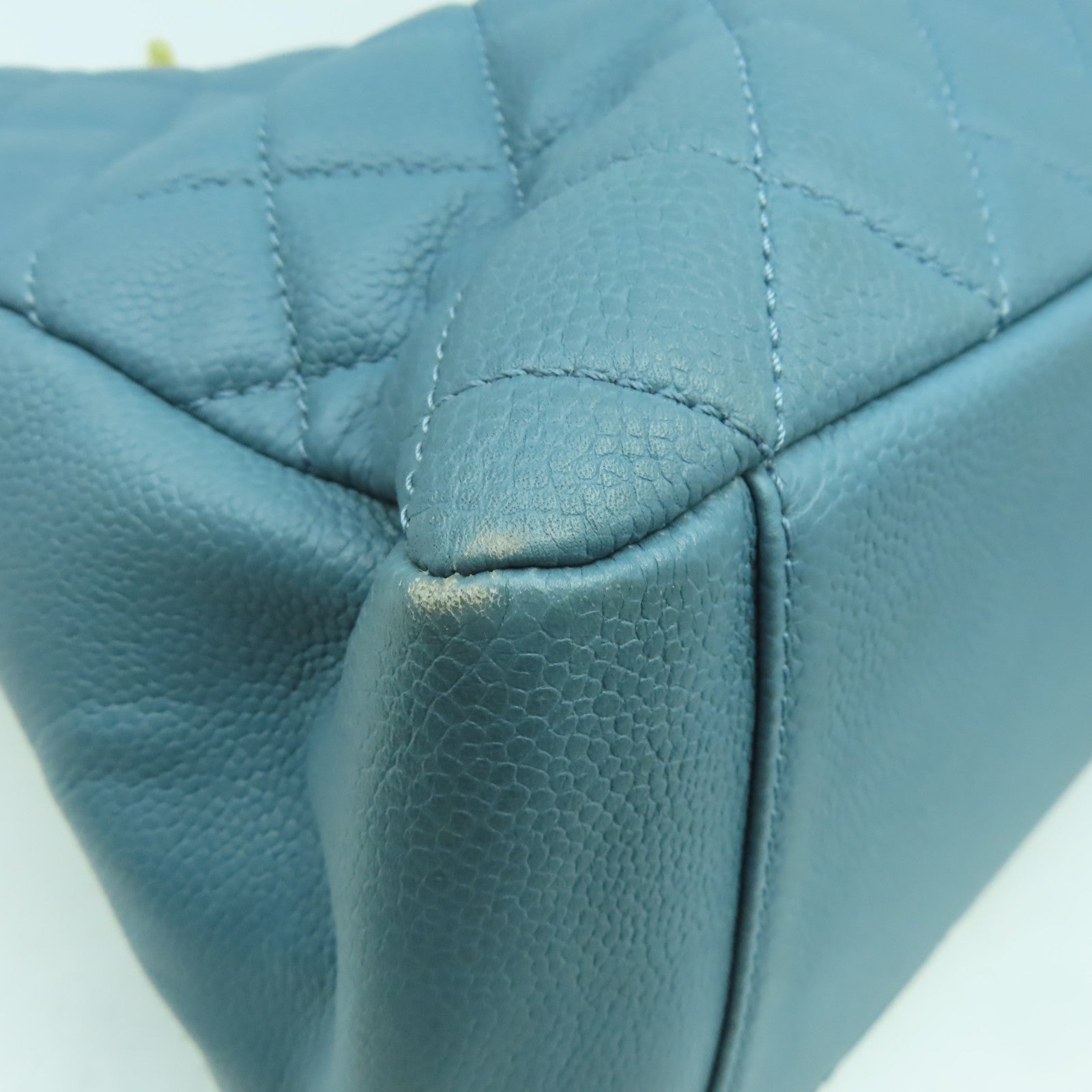 CHANEL 【激減優惠】Caviar皮革Shoulder Bag金扣鏈帶肩背袋藍色