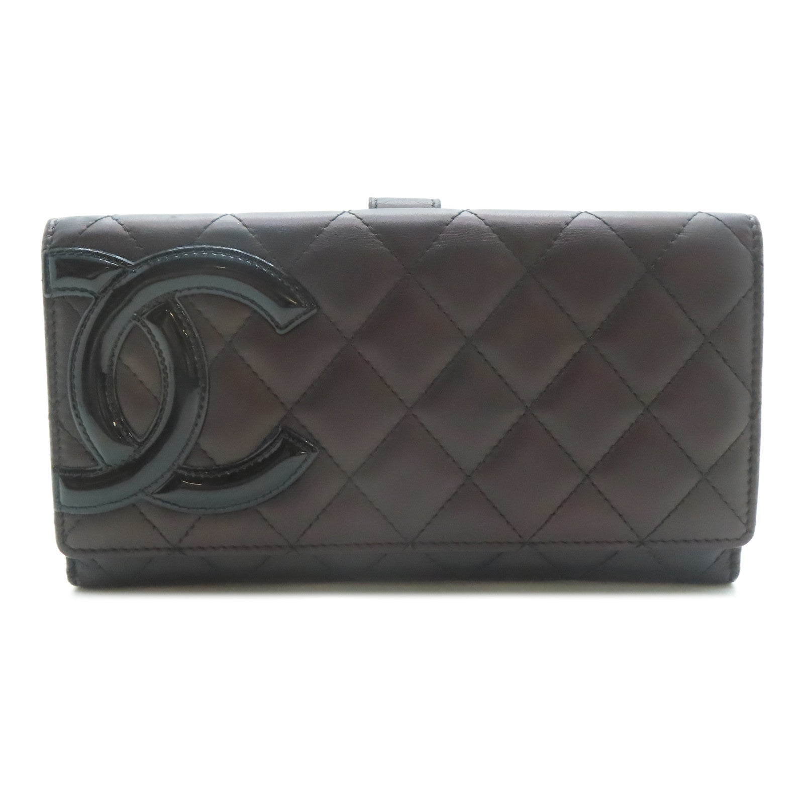 CHANEL 【激減優惠】菱格羊皮皮革Long Wallet銀扣長錢包黑色