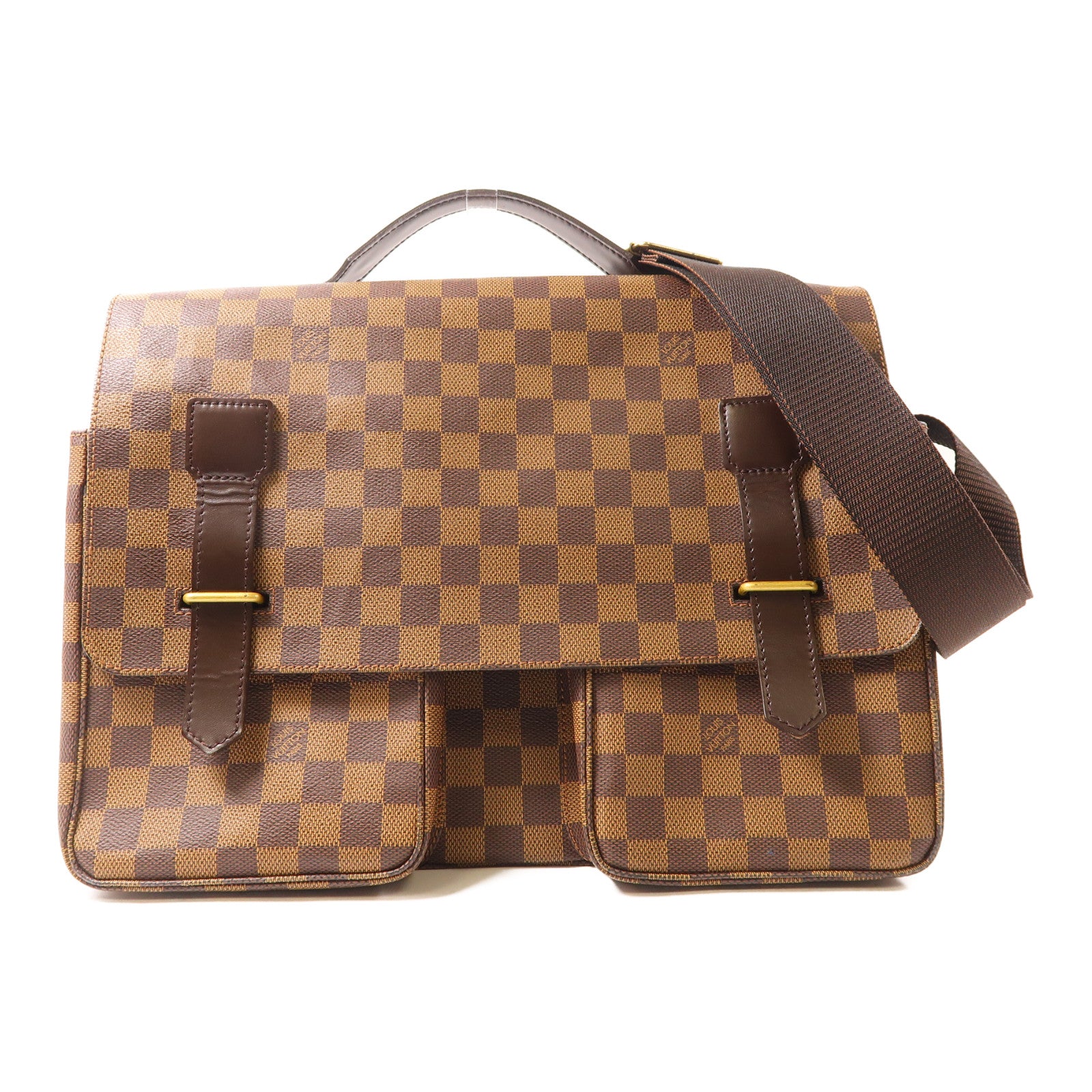 LOUIS VUITTON Damier Broadway金扣手挽肩背兩用袋啡色