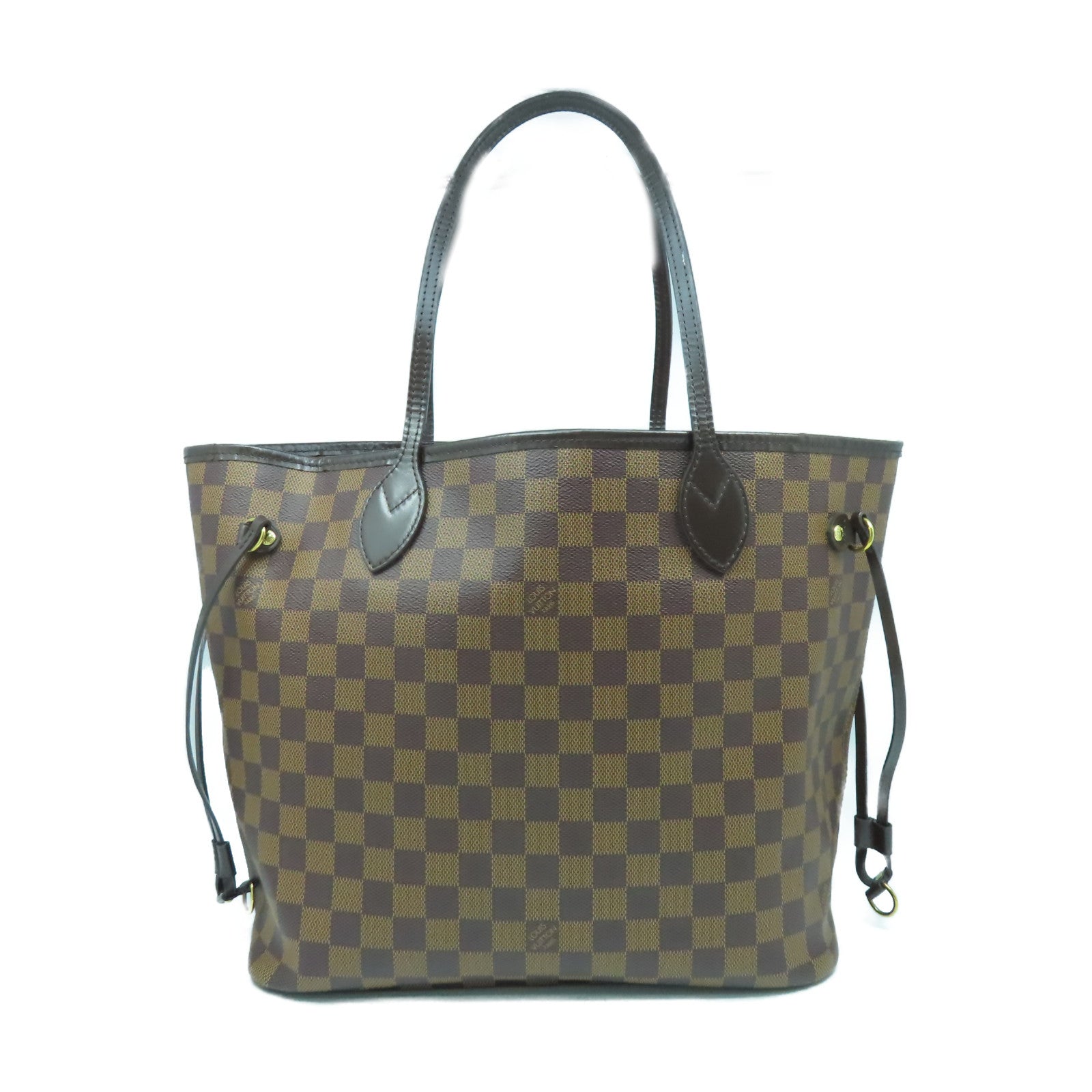LOUIS VUITTON 【激減優惠】Damier Neverfull MM金扣手挽袋啡色