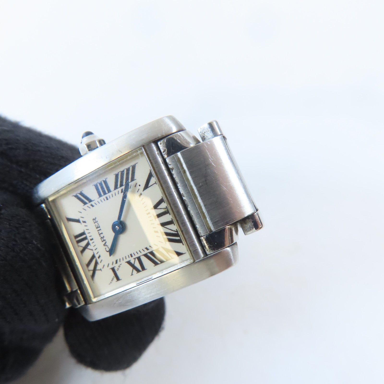 CARTIER Tank Francaise不鏽鋼手錶石英機芯白色#13.75cm