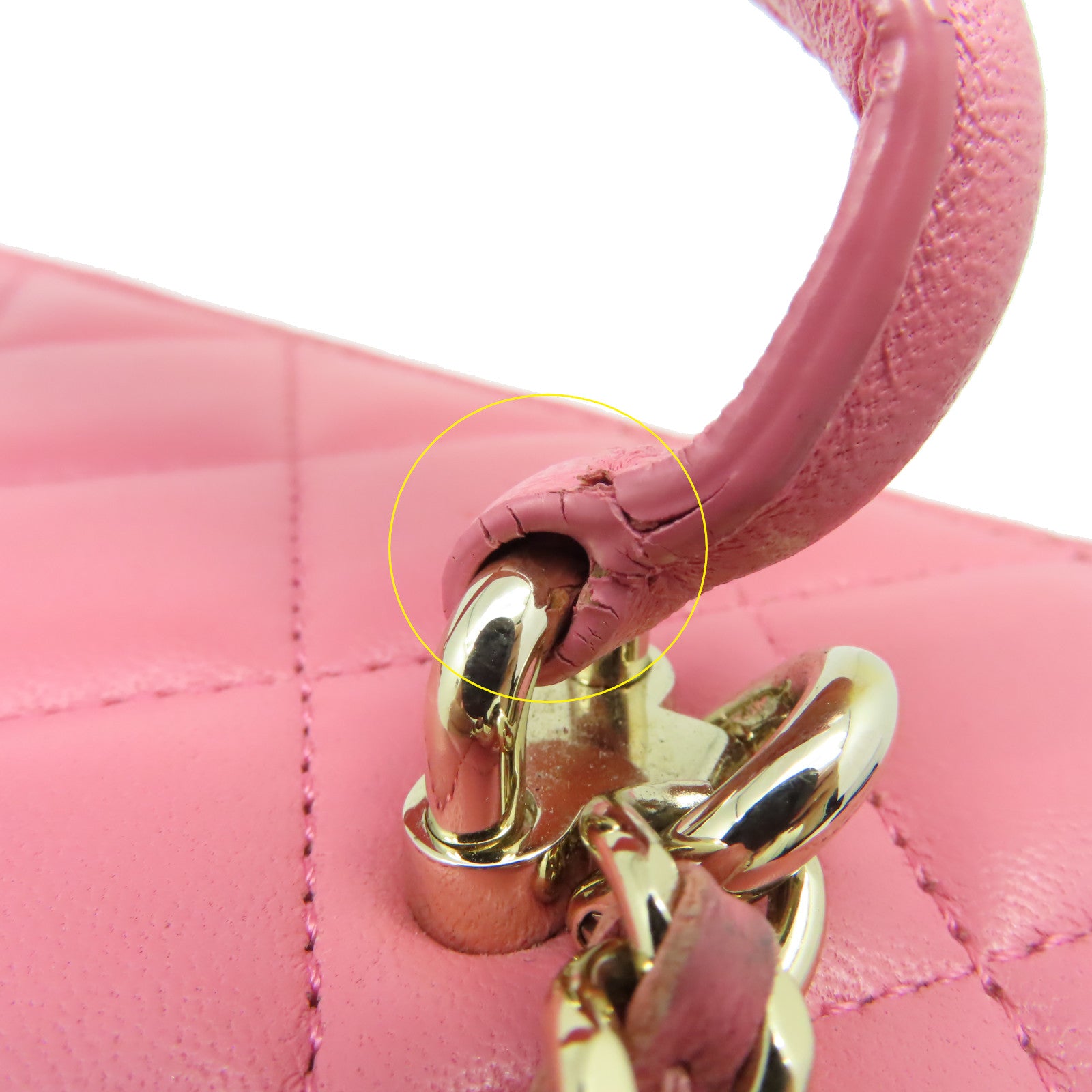 CHANEL 菱格牛皮皮革Vanity Rectangular Chain Shoulder Bag金扣鏈帶肩背化妝包粉紅色