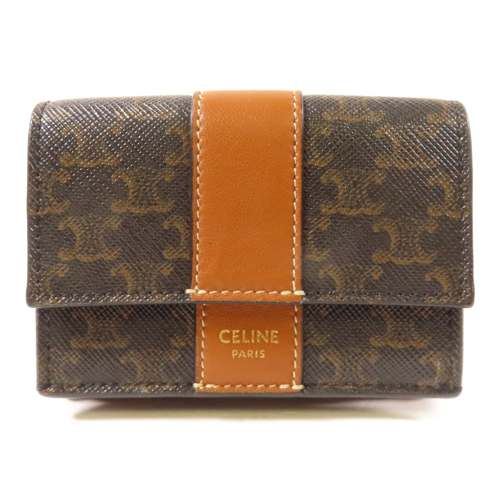 CELINE 塗層帆布Wallet金扣錢包啡色