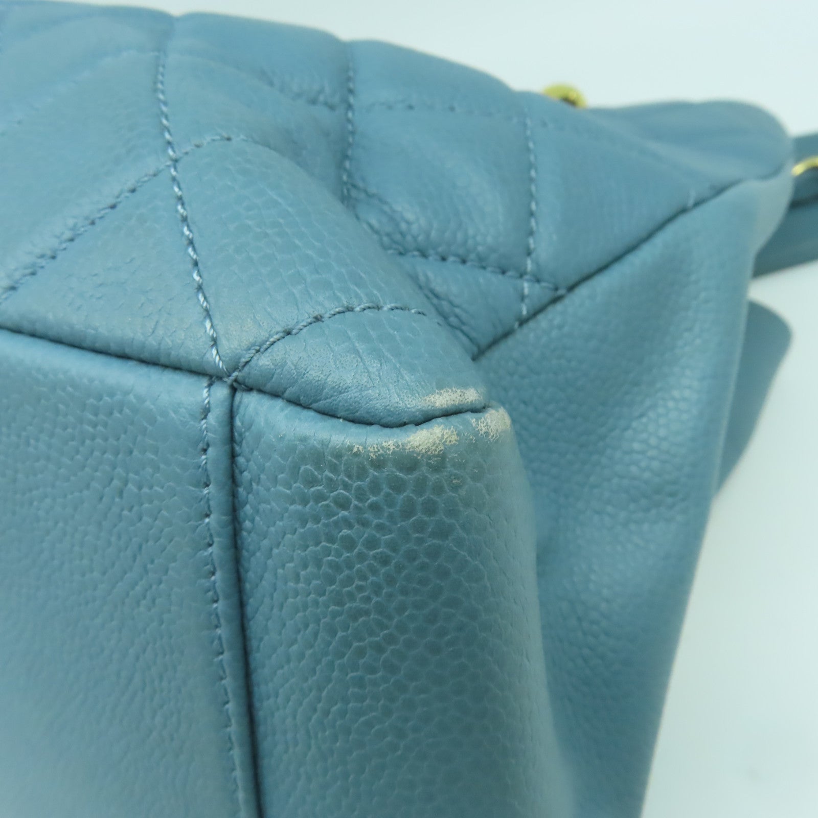 CHANEL 【激減優惠】Caviar皮革Shoulder Bag金扣鏈帶肩背袋藍色