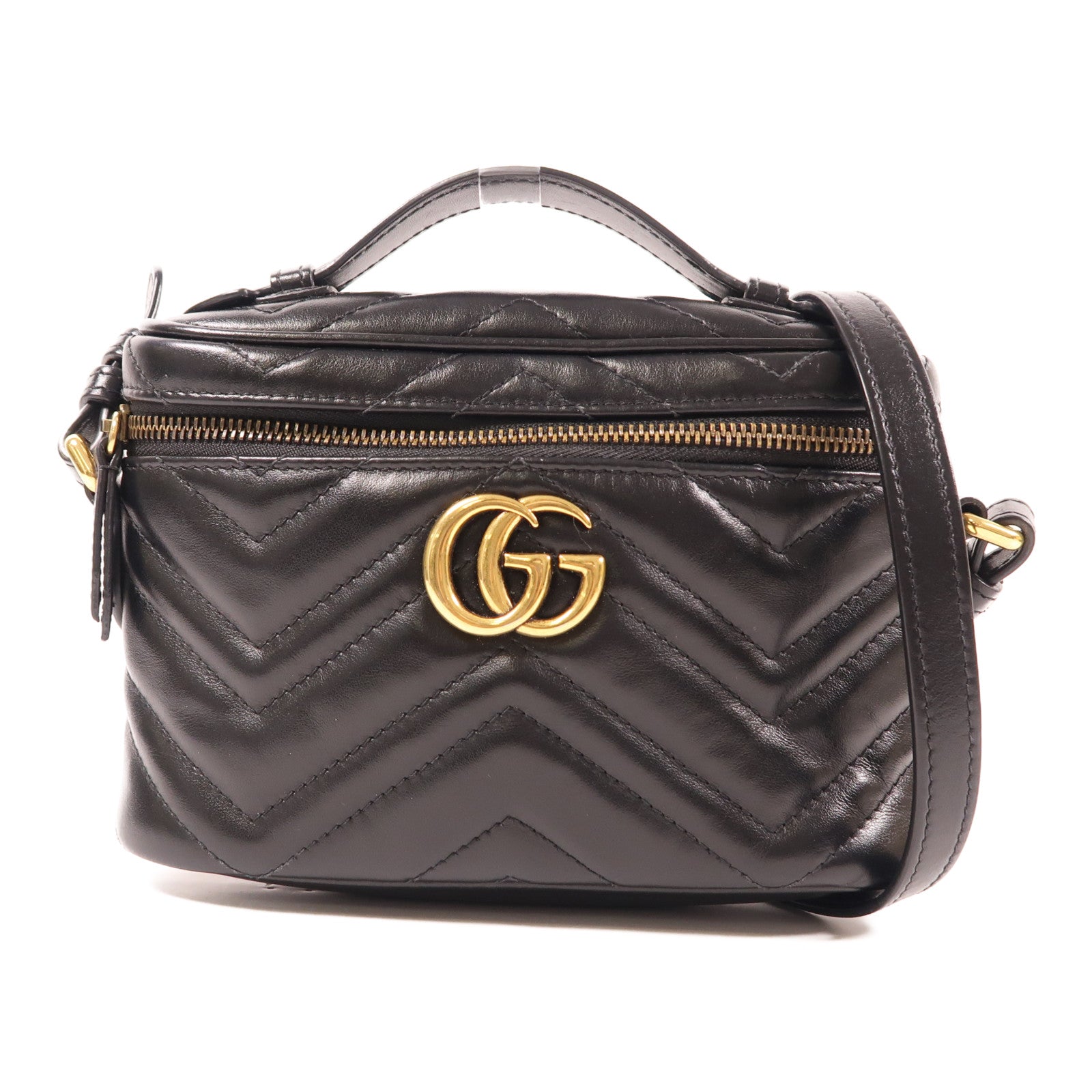GUCCI 牛皮皮革Marmont Mini金扣手挽肩背兩用袋
