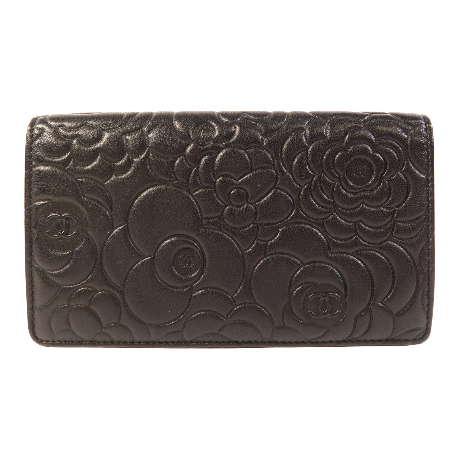 CHANEL 羊皮皮革Long Bifold Wallet銀扣長錢包