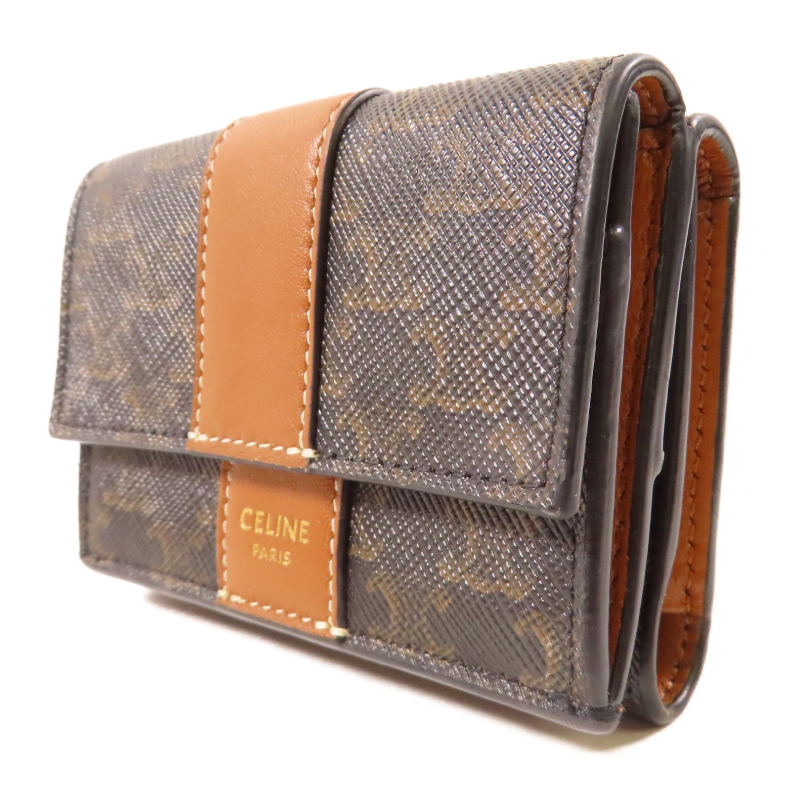 CELINE 塗層帆布Wallet金扣錢包啡色