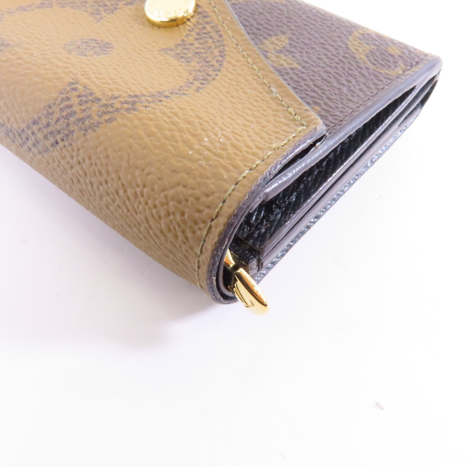 LOUIS VUITTON Monogram Giant Reverse Wallet金扣錢包棕色