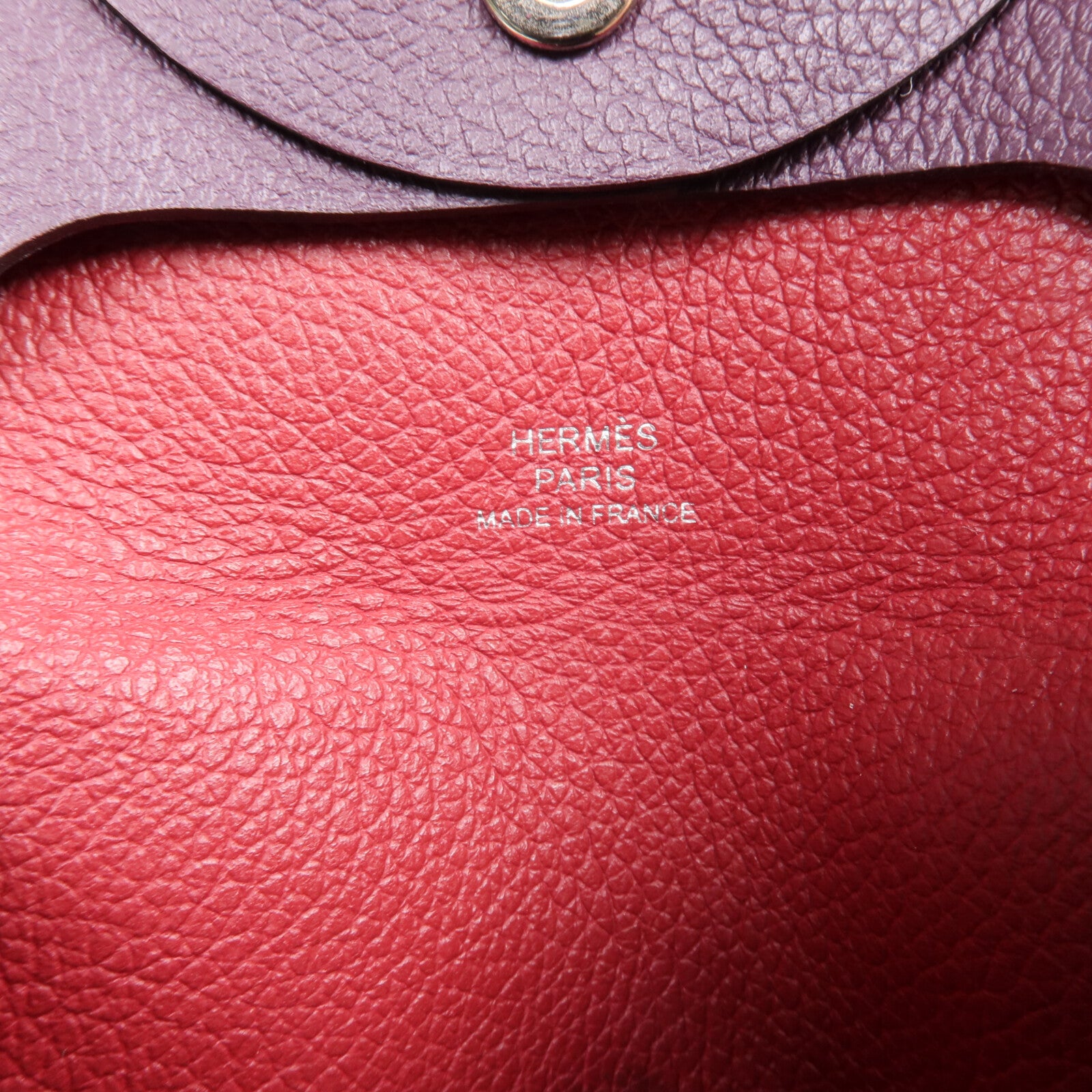 HERMES Chevre皮革Bastia銀扣零錢包Anemone