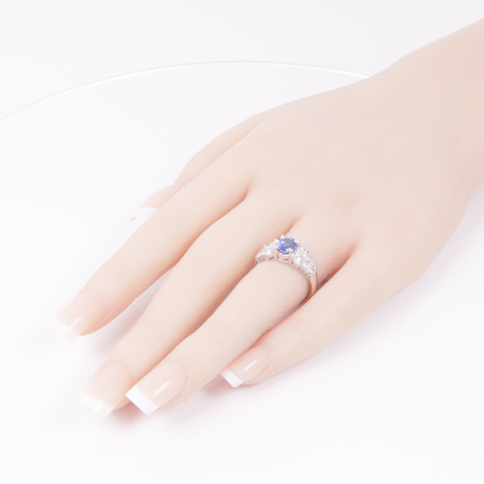 JEWELRY 【激減優惠】PT850鉑金Sapphire/Diamond Ring藍寶石/鑽石戒指US#7