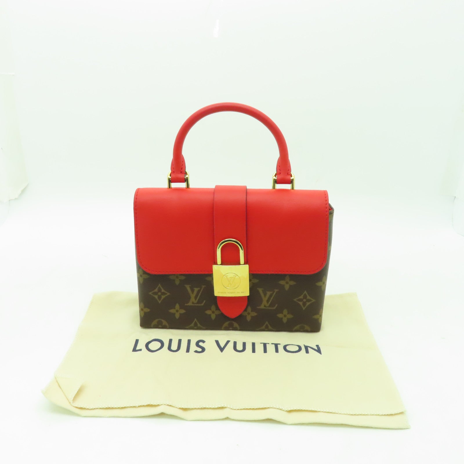 LOUIS VUITTON 【激減優惠】Monogram Locky BB金扣手挽袋紅色/啡色
